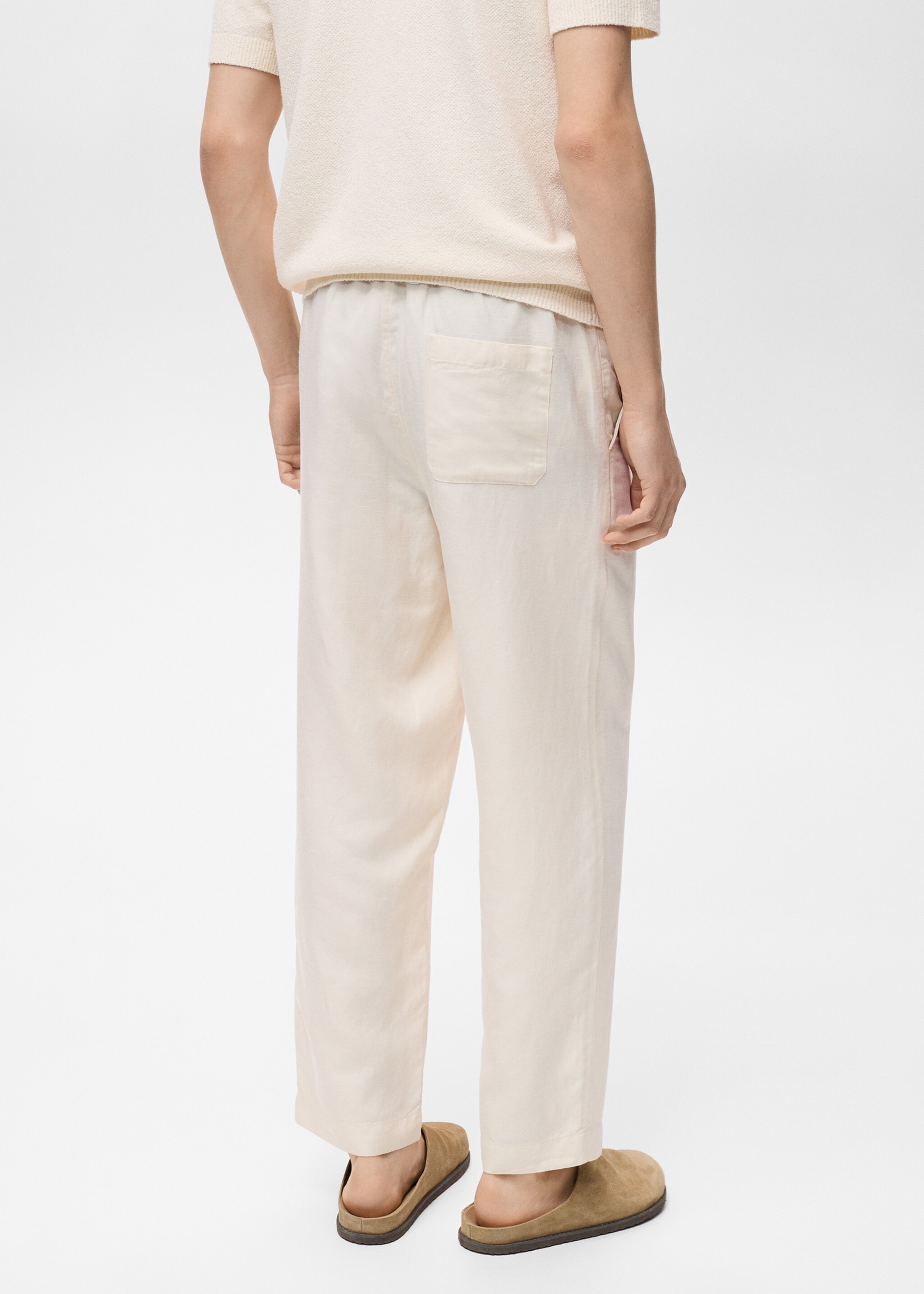 Linen-blend elastic waist trousers - Reverse of the article
