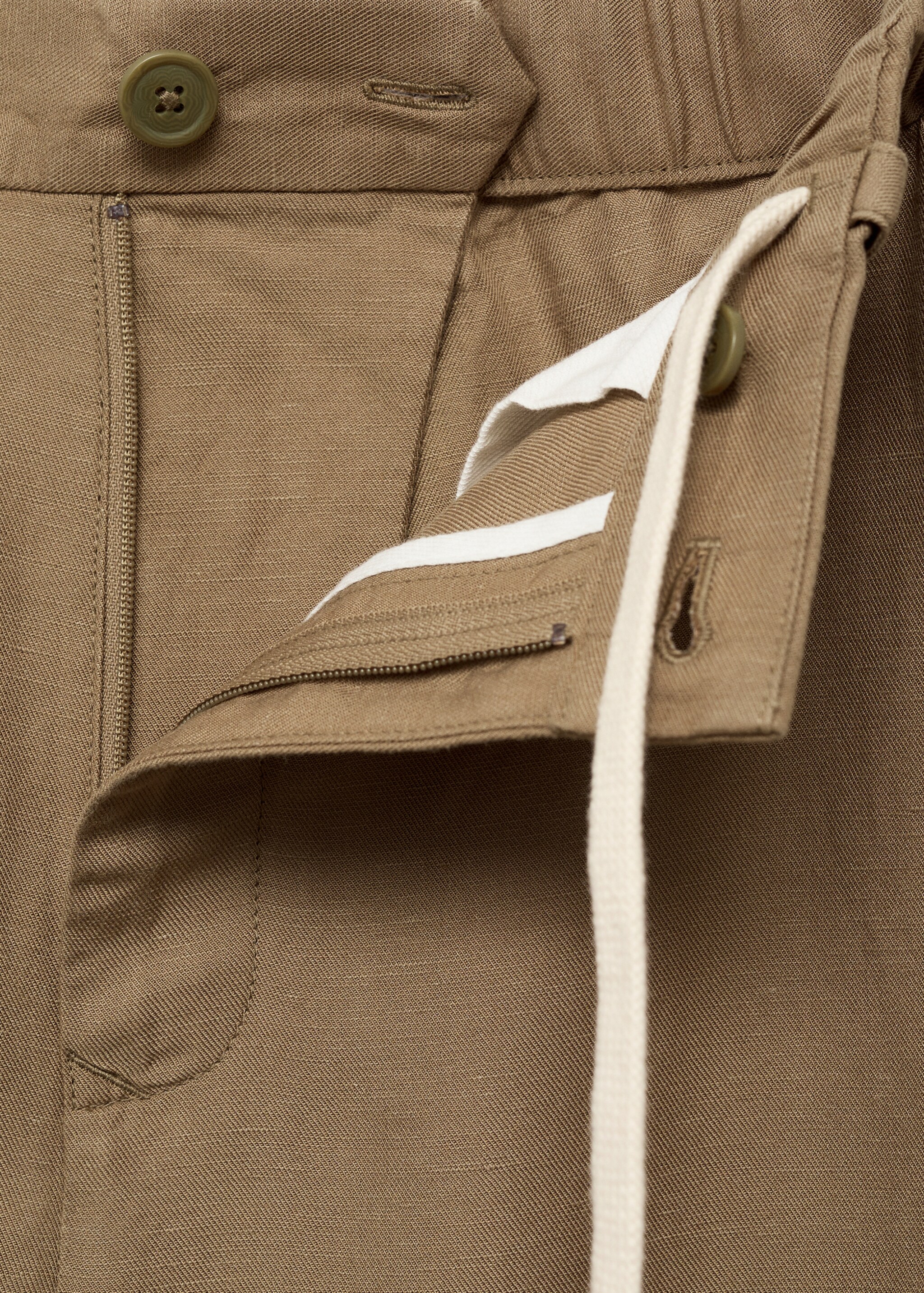 Pantalon lin mélangé taille élastique - Détail de l'article 0