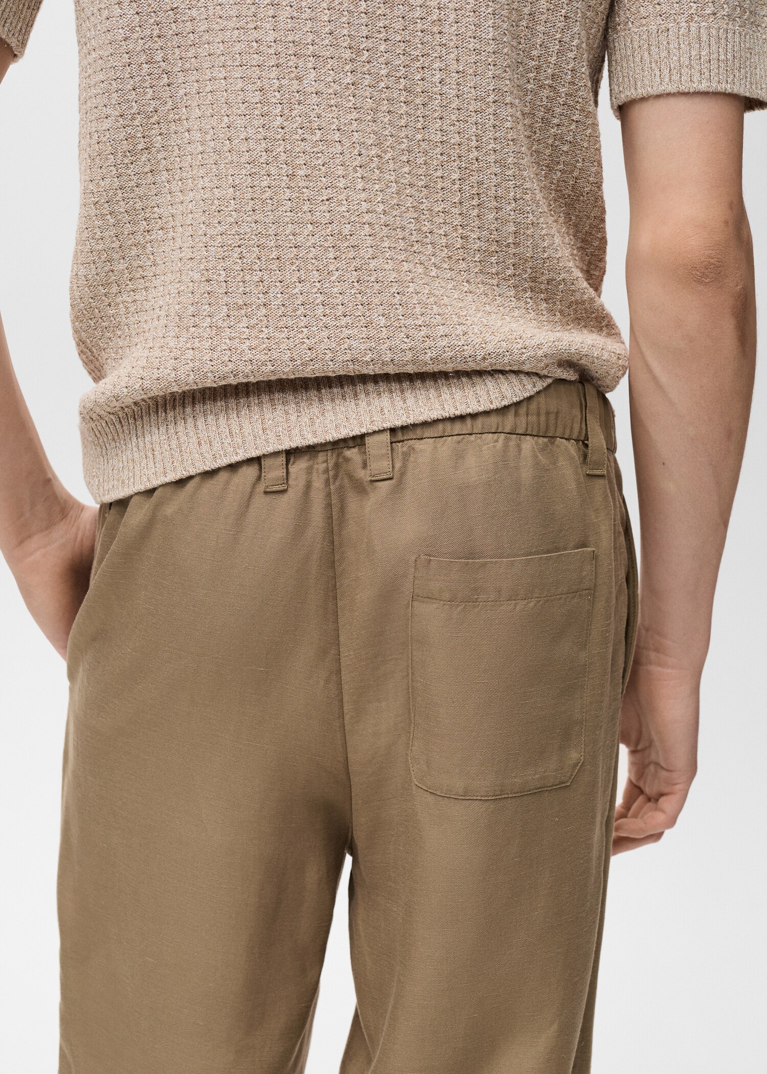 Pantalon lin mélangé taille élastique - Détail de l'article 6