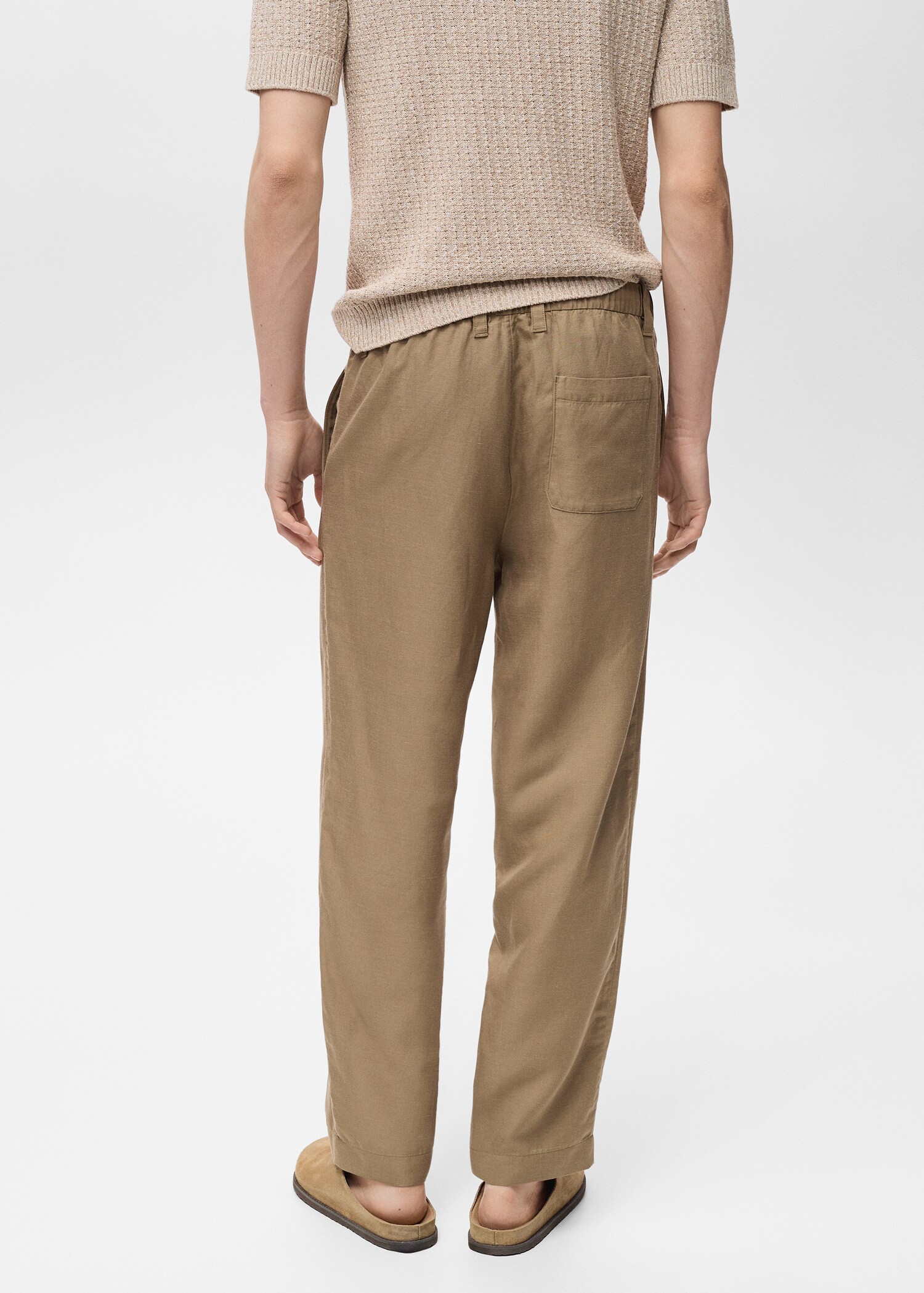 Pantalon lin mélangé taille élastique - Verso de l’article