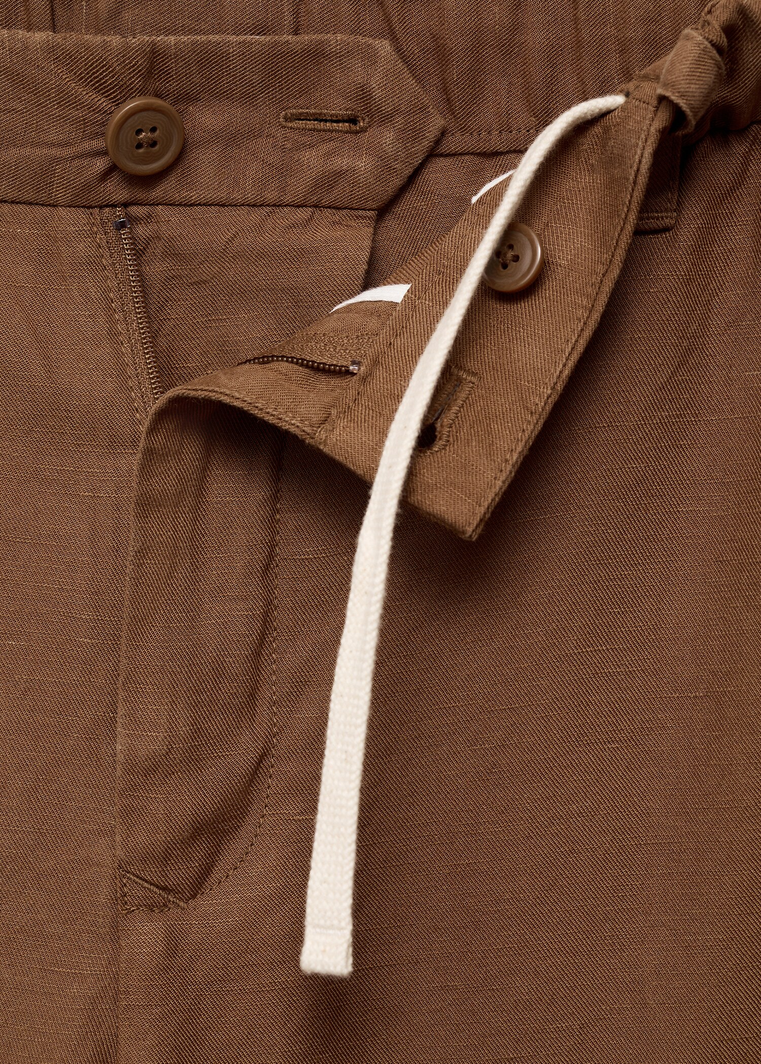 Linen-blend pants with an elastic waistband - Details of the article 0