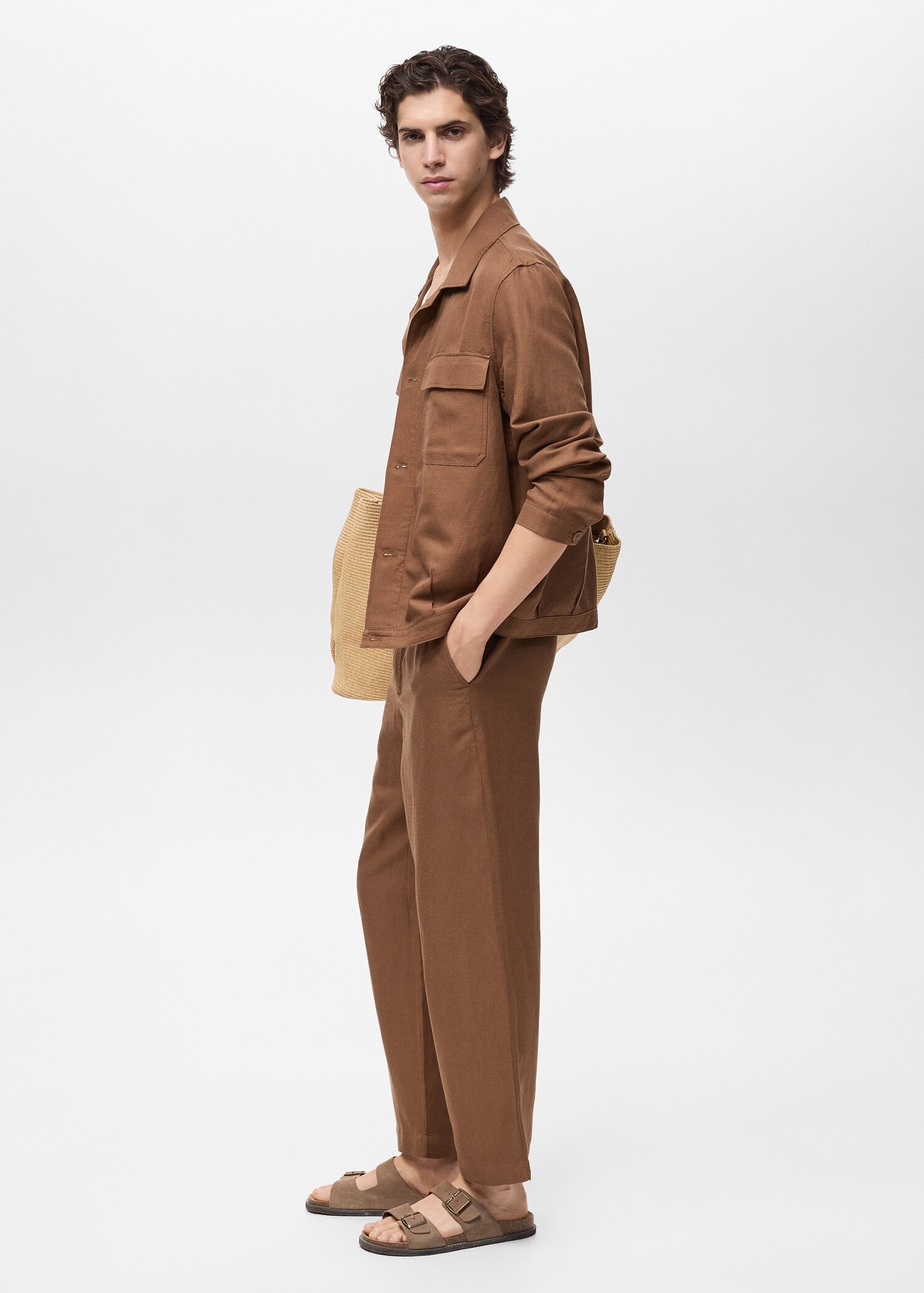 Linen-blend pants with an elastic waistband - Details of the article 2