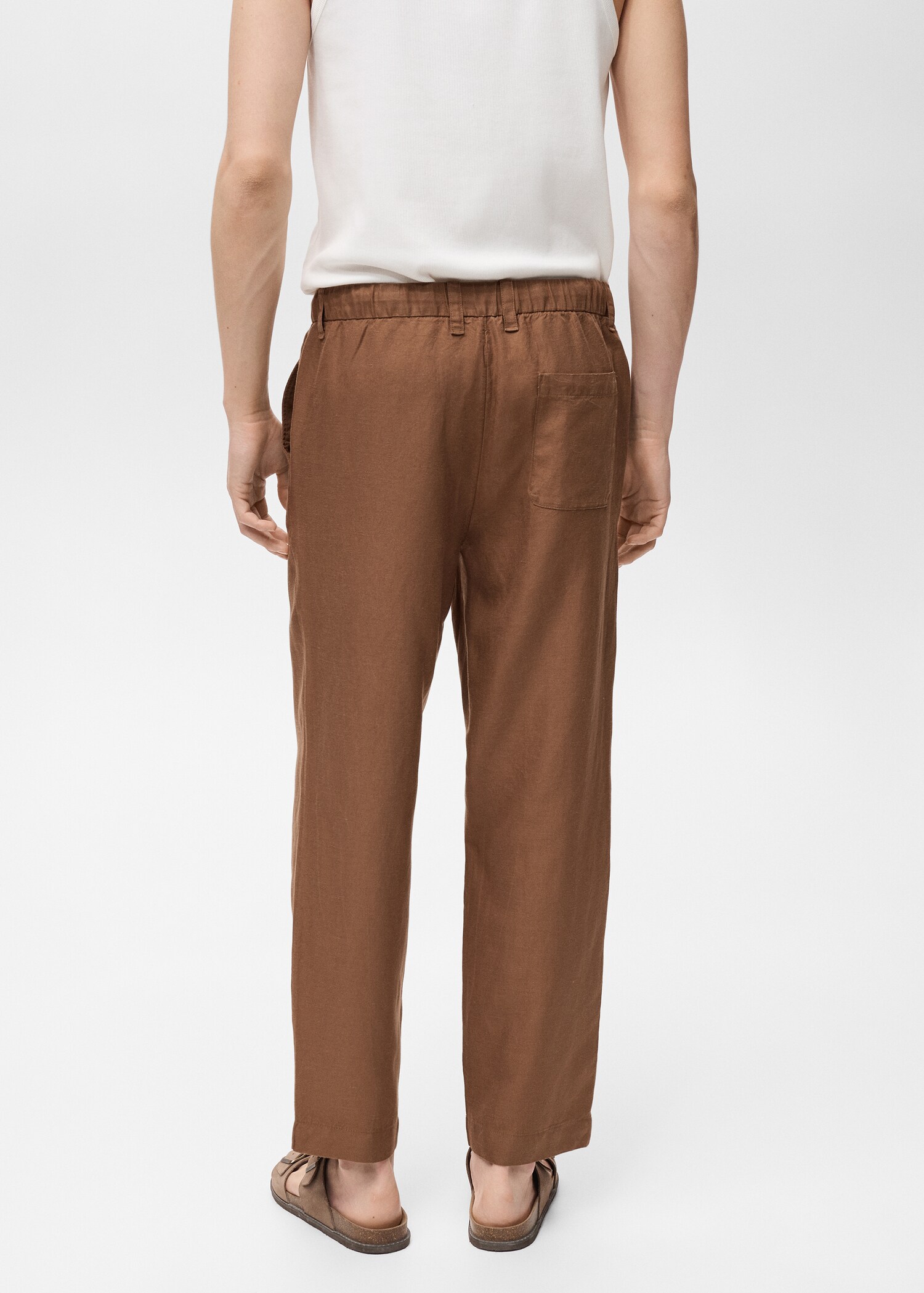 Linen-blend pants with an elastic waistband - Reverse of the article