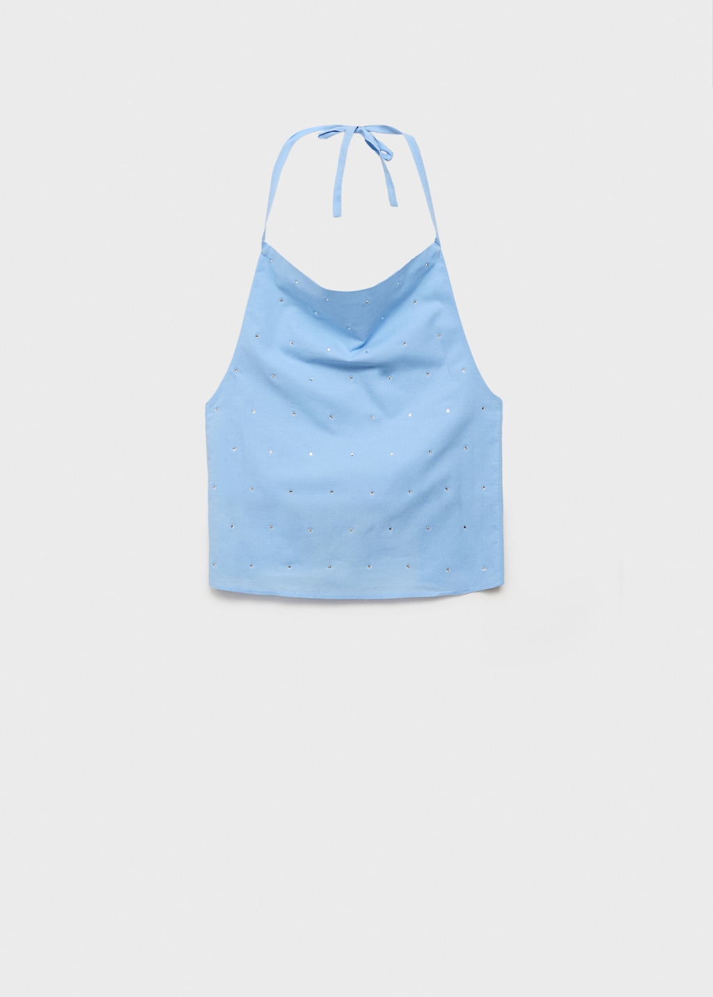 Cotton halter top with rhinestone detail - Women | MANGO USA