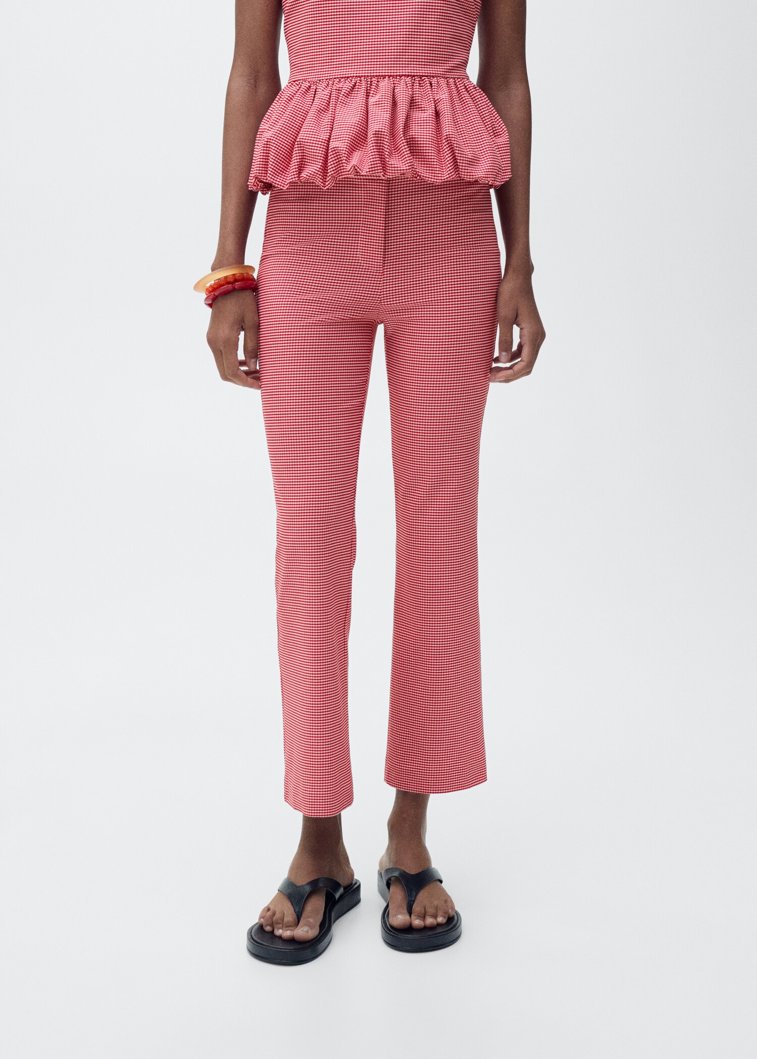 Gingham-check cropped trousers - Medium plane