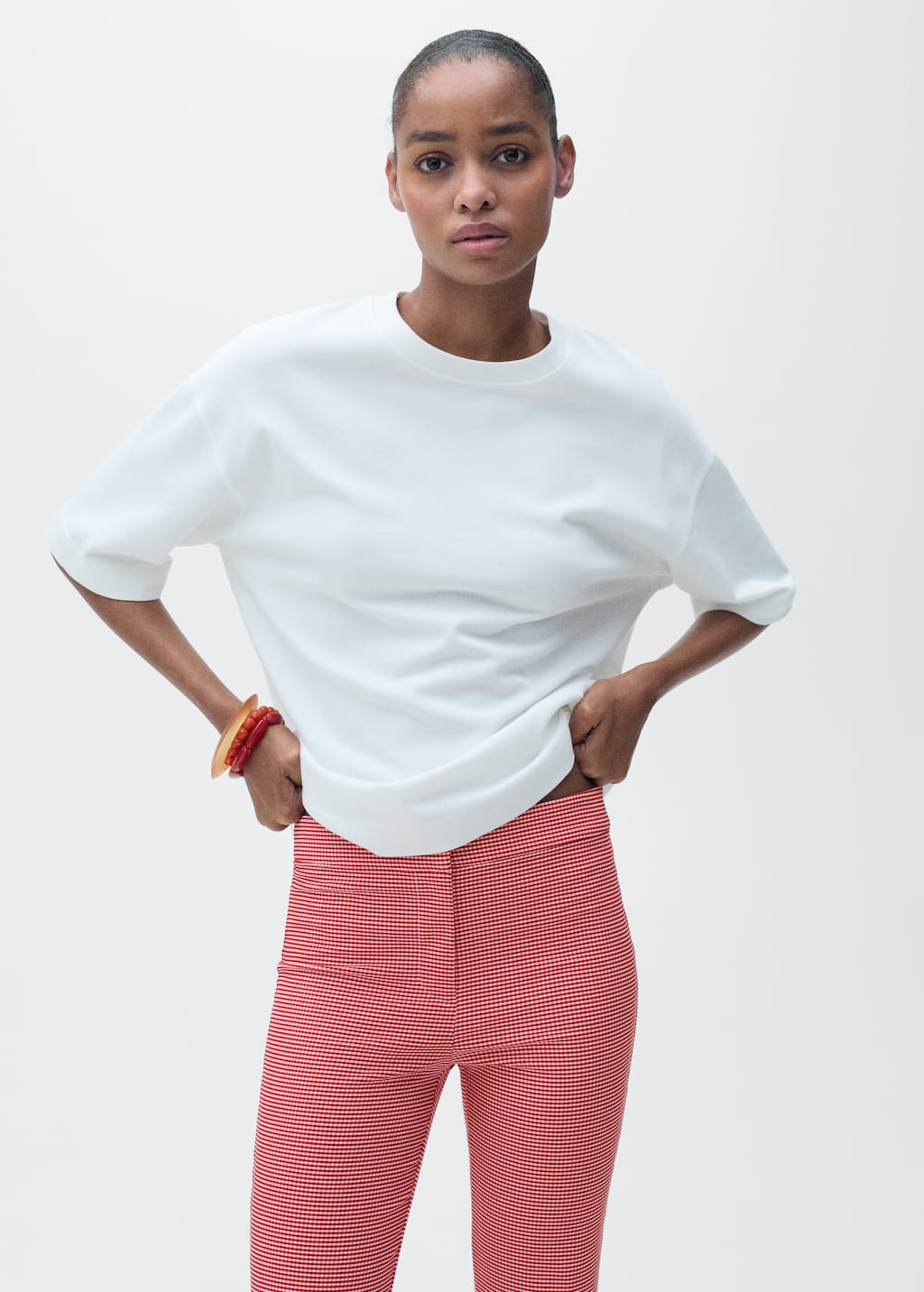 Gingham-check cropped pants - Women | MANGO USA Gingham-check cropped pants - Women | MANGO USA
