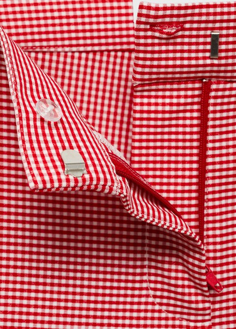 Gingham Check Flared Frill Hem Cropped Trousers
