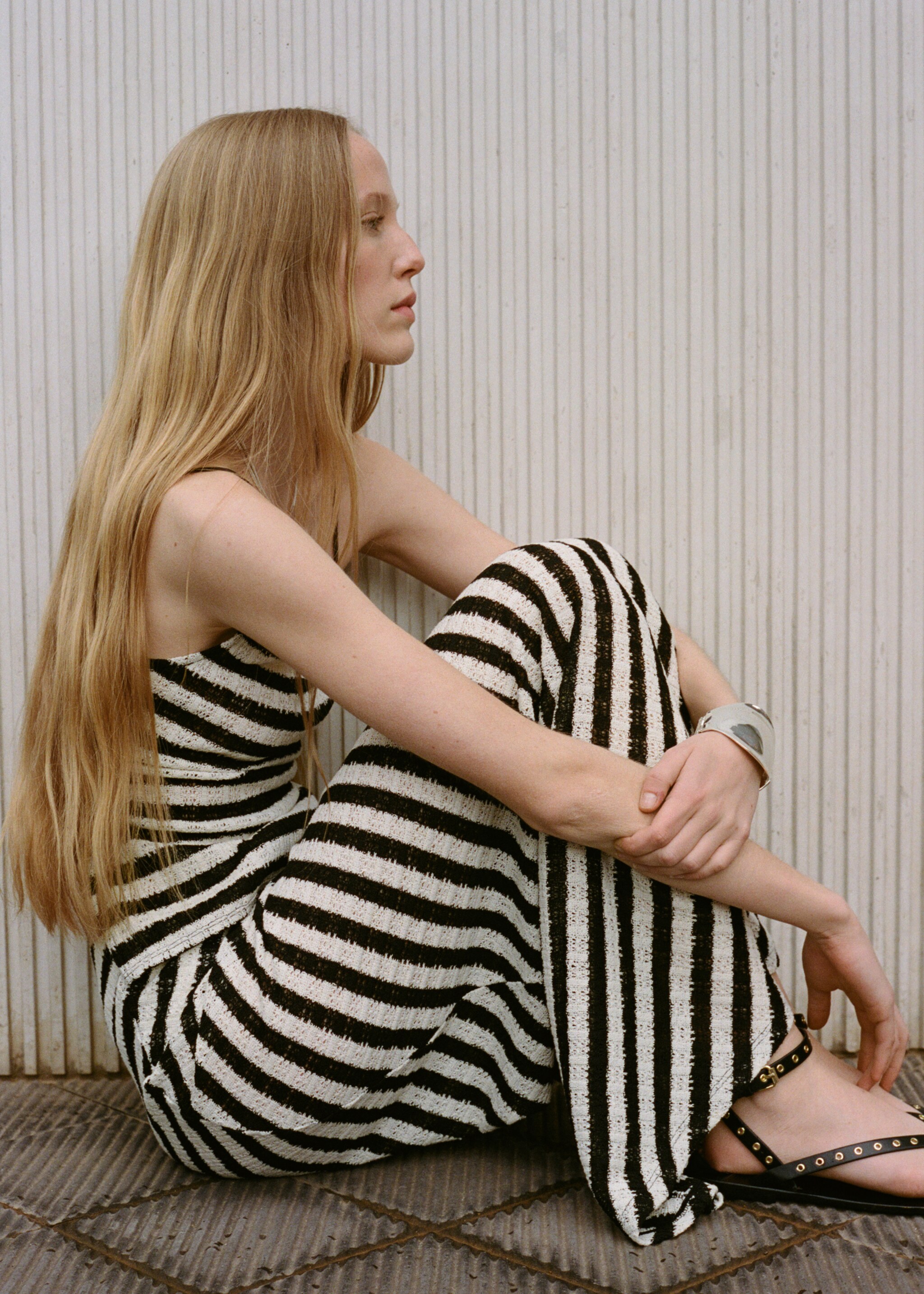 Long striped knitted skirt - Details of the article 6