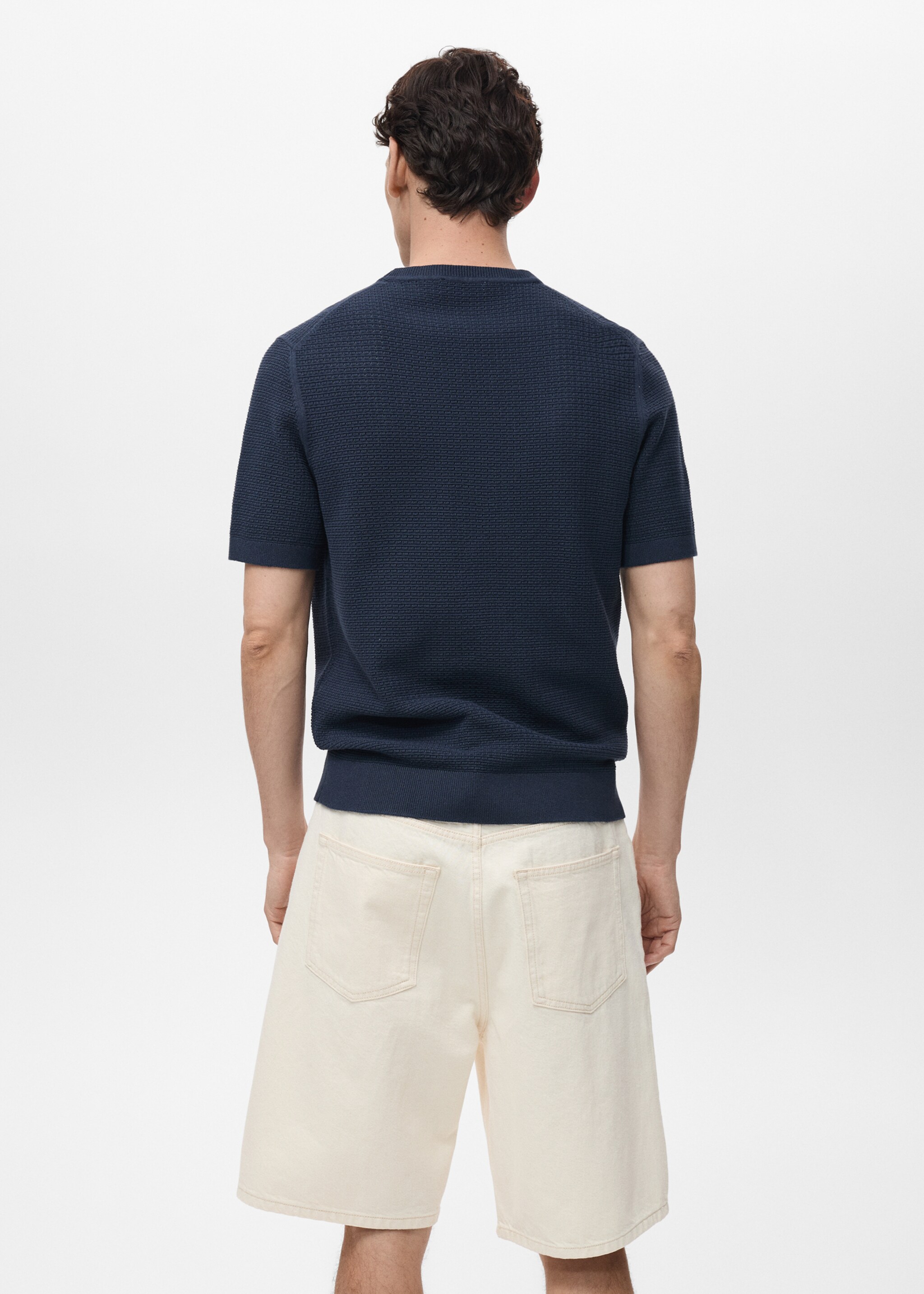 Openwork knitted cotton t-shirt - Reverse of the article