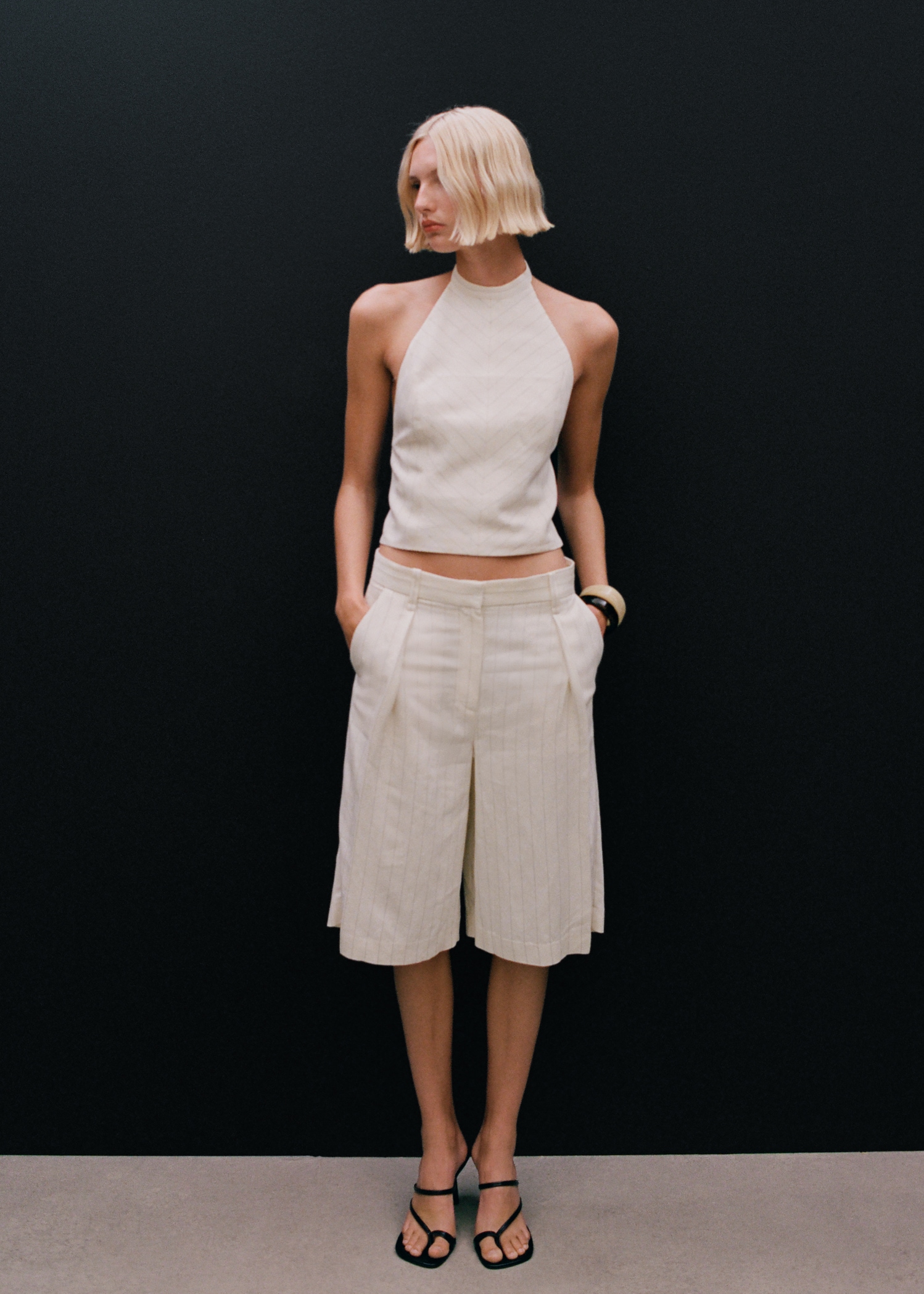 Striped linen-blend bermuda shorts - Details of the article 7