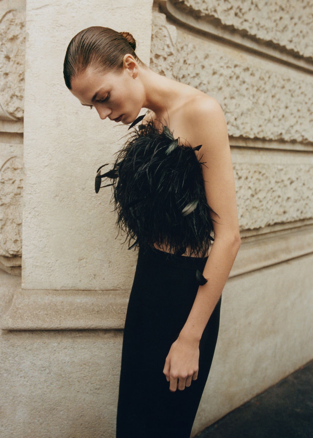 Feather bandeau-style top - Women | MANGO USA Feather bandeau-style top - Women | MANGO USA