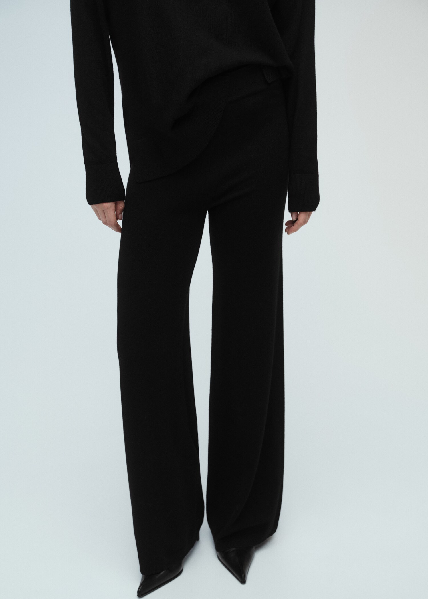 İnce triko wideleg pantolon - Orta plan