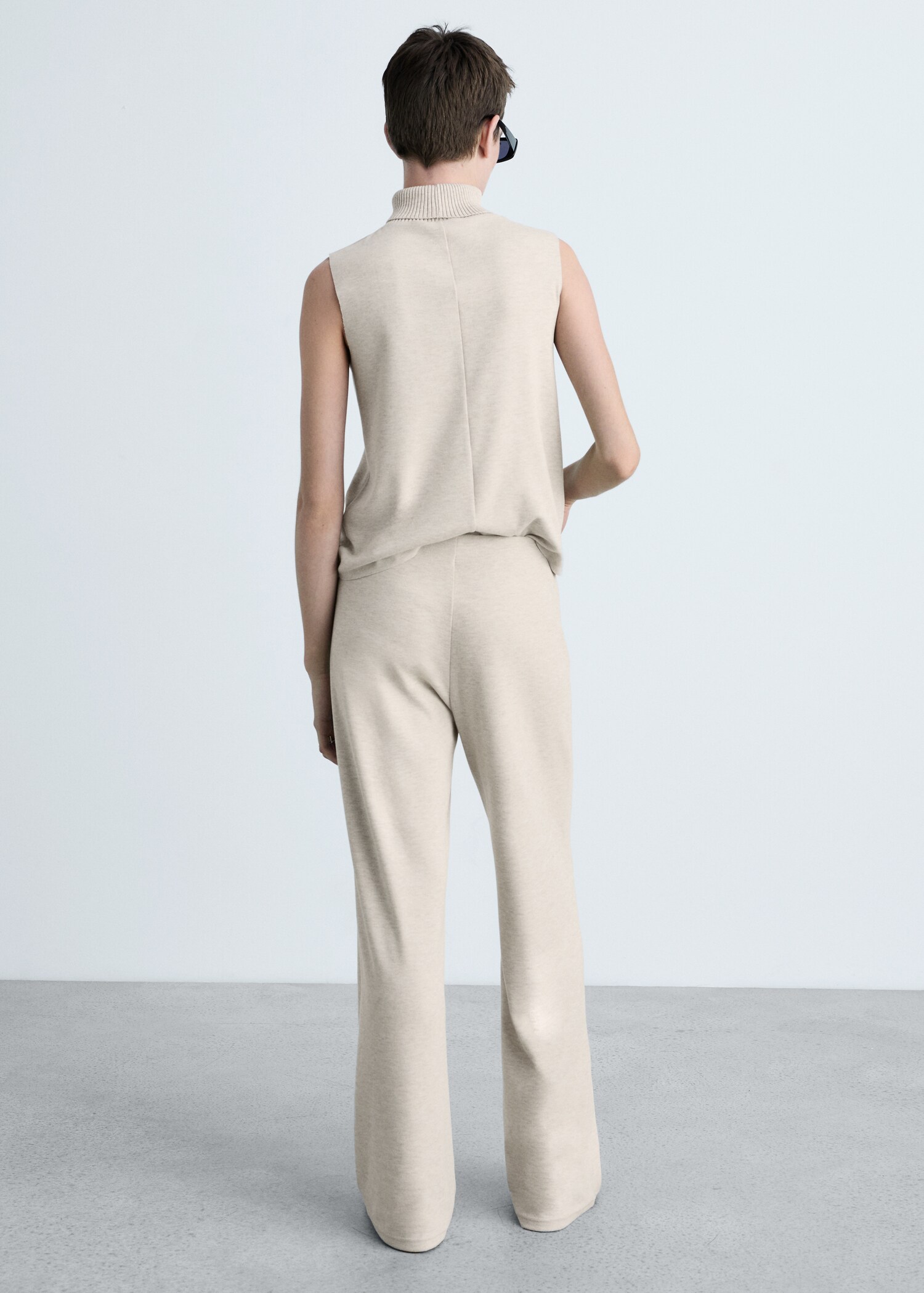 Pantaloni wide leg din tricot subțire - Spatele articolului