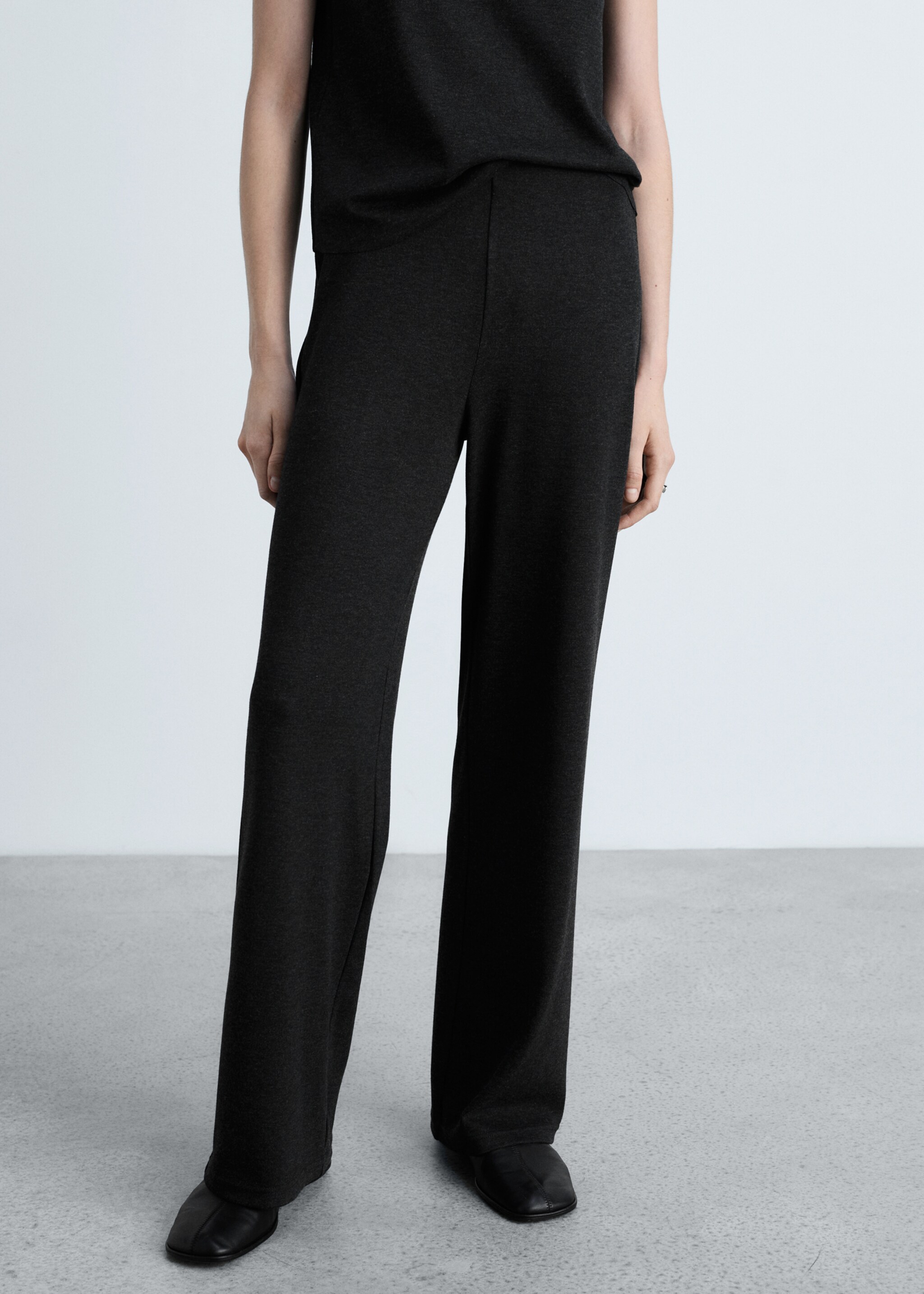 Fine-knit wideleg trousers - Medium plane