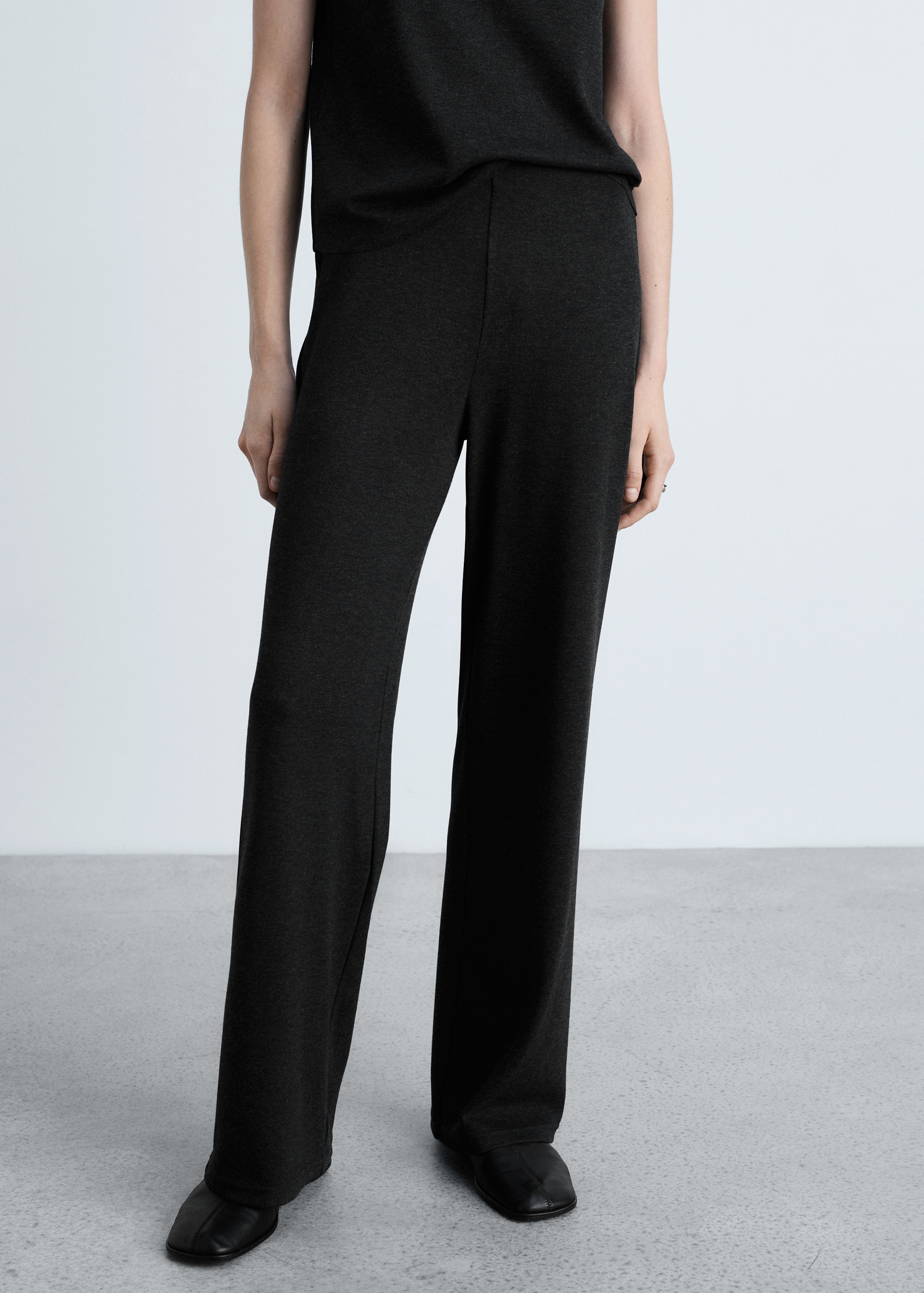 Fine-knit wideleg trousers - Medium plane