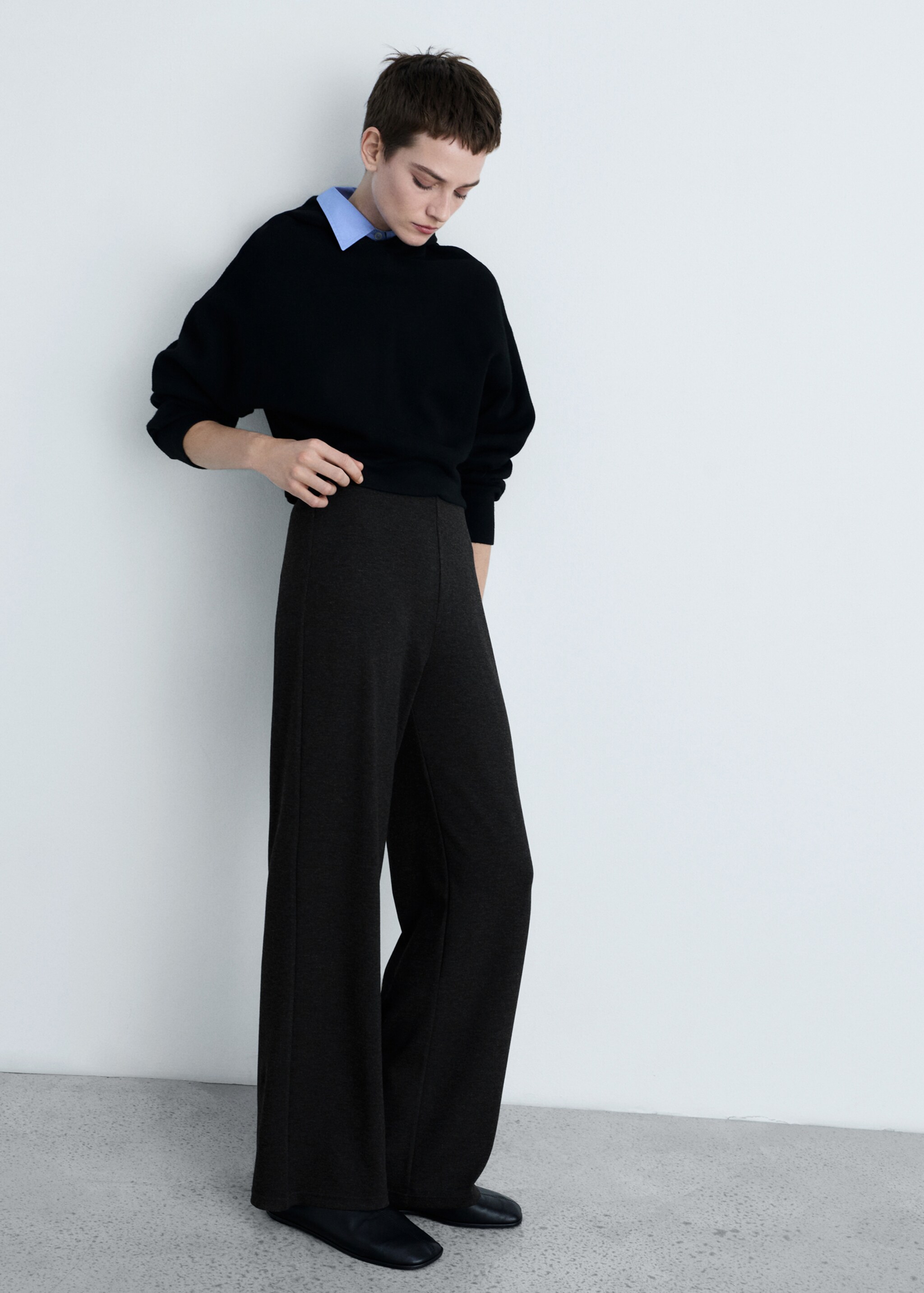 Fine-knit wideleg trousers - Details of the article 2