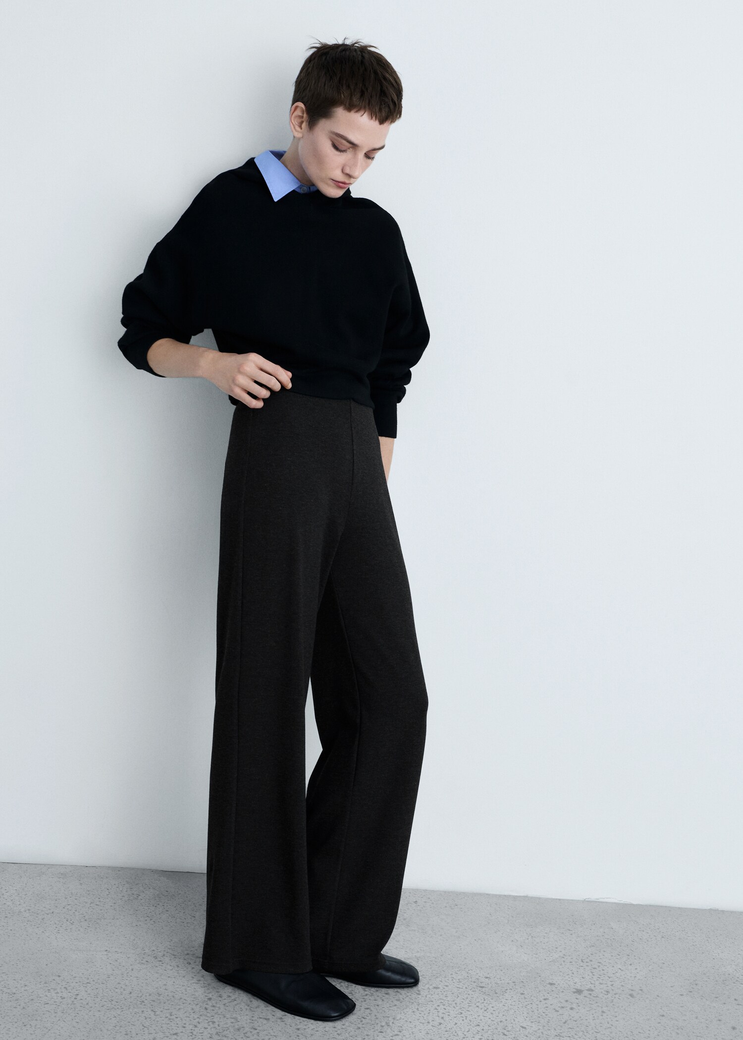 Fine-knit wideleg trousers - Details of the article 2