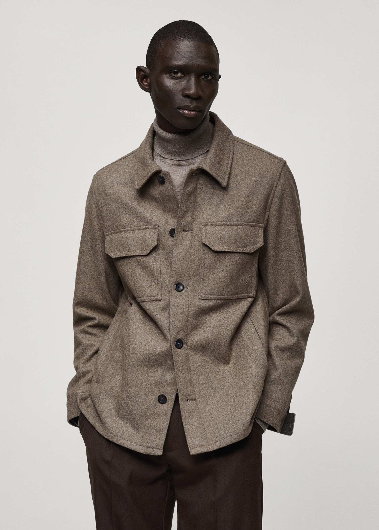 Flannel wool-blend overshirt - Medium plane