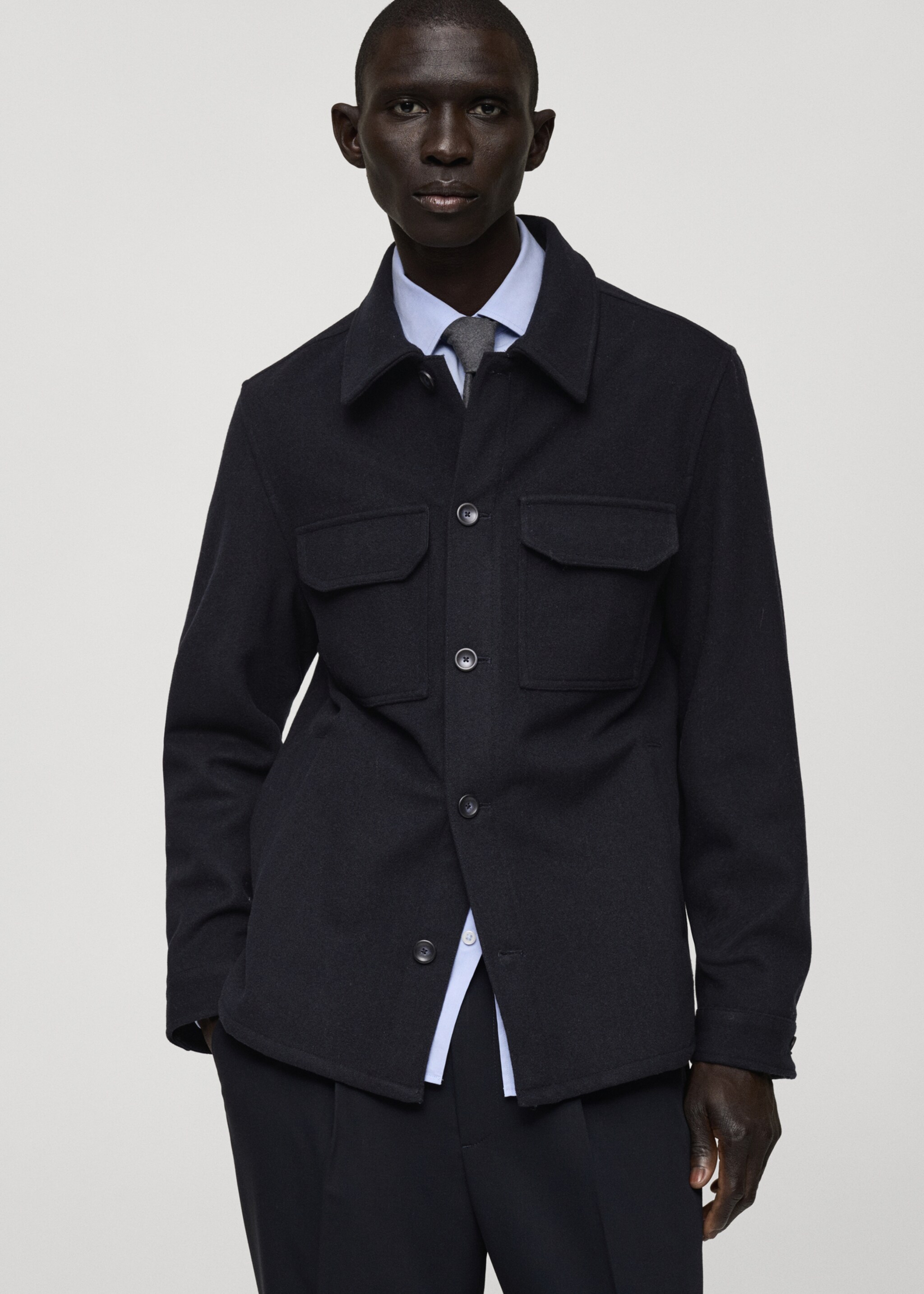 Flannel wool-blend overshirt - Medium plane