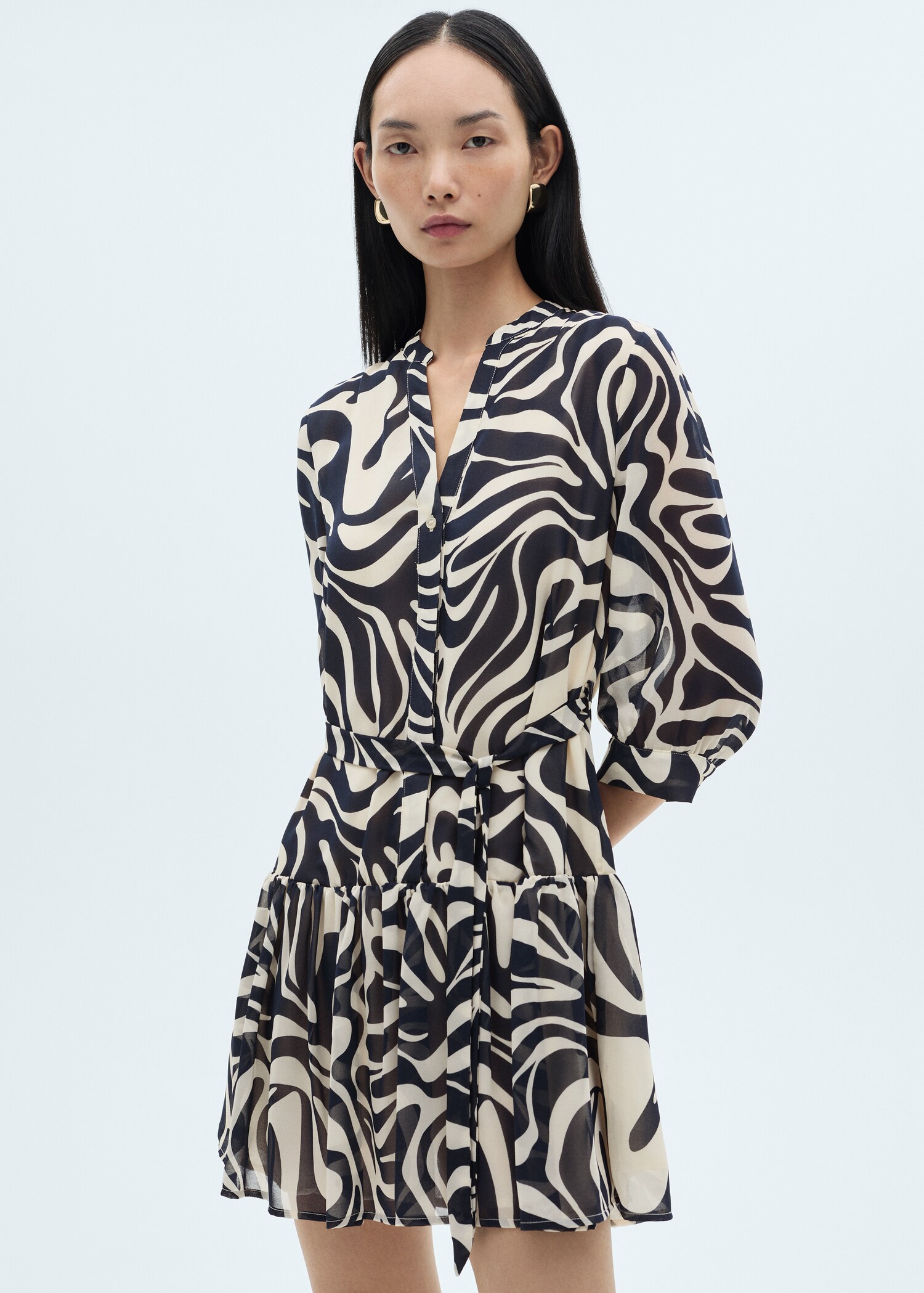 Ruffled printed dress - Medium plane