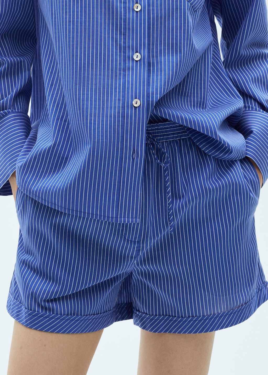 Striped cotton blend shorts