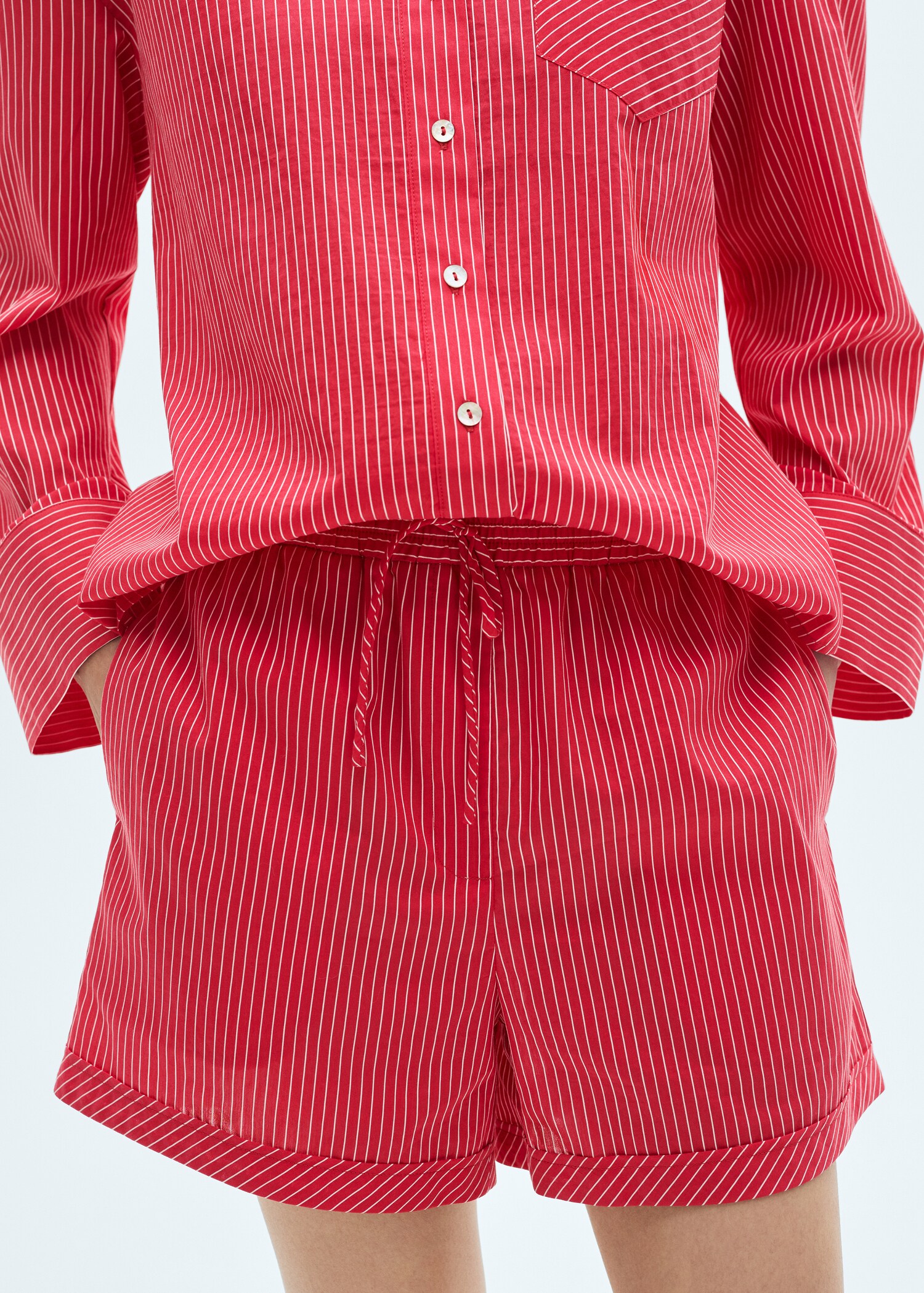 Shorts mezcla algodón rayas - Plano medio