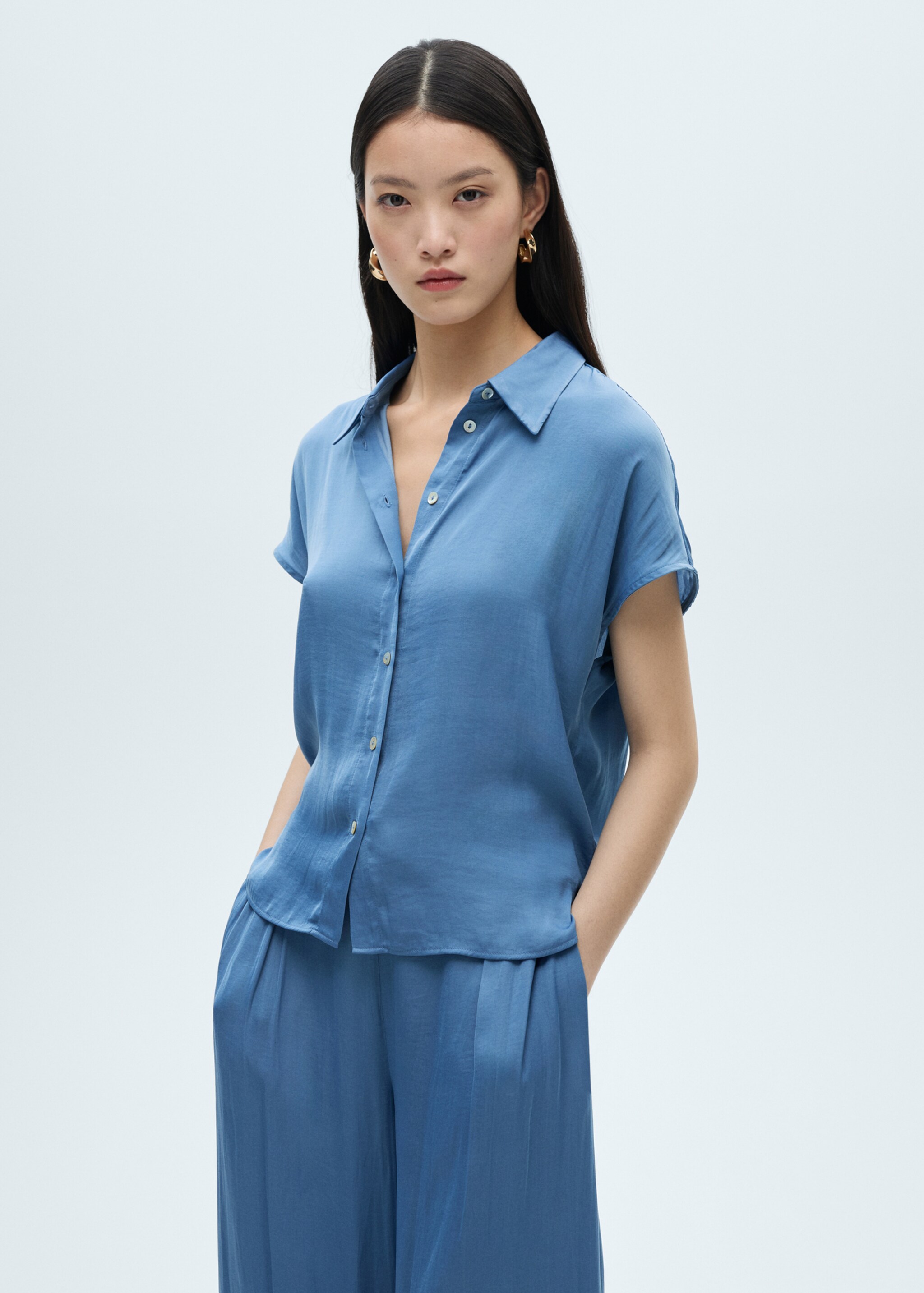 Satin short sleeve shirt - Medium plane