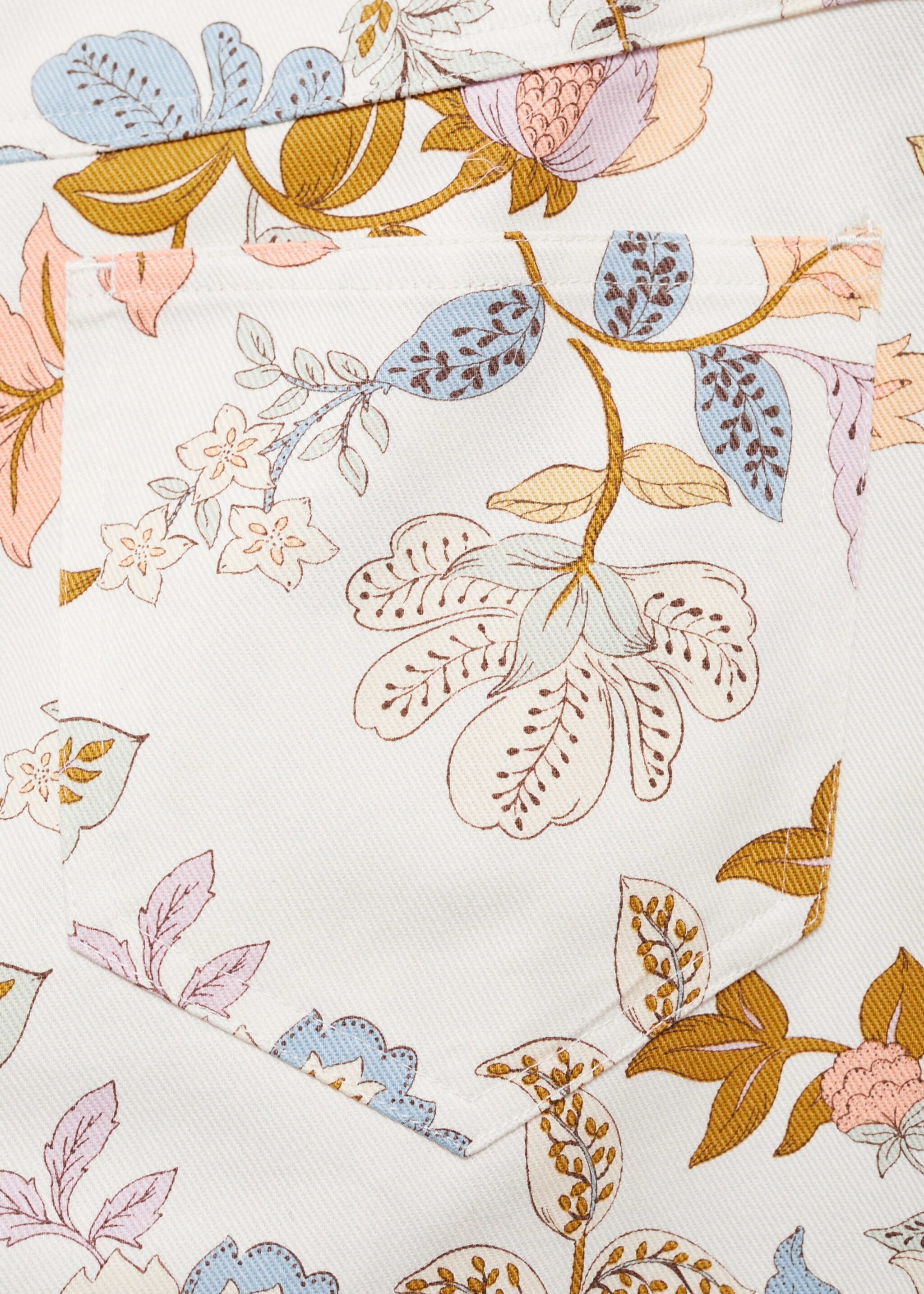 Floral print straight trousers - Details of the article 0, Ecru. Ref: 87080587-00.