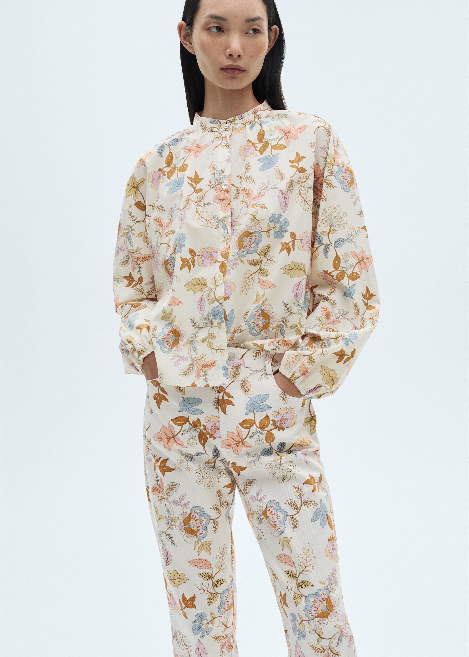 Pantalón recto estampado floral - Detalle del artículo 1