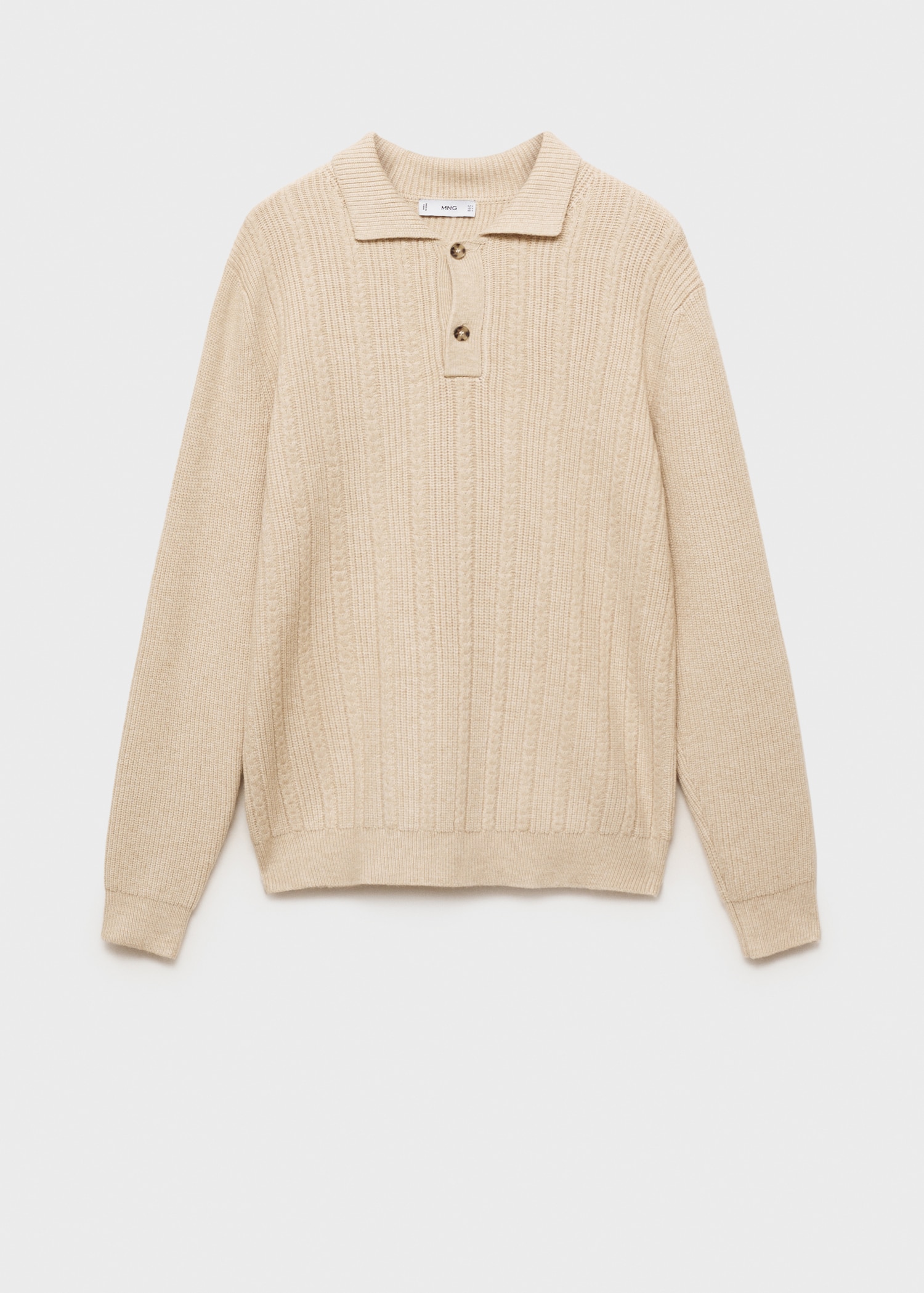 Knitted structured polo sweater - Article without model