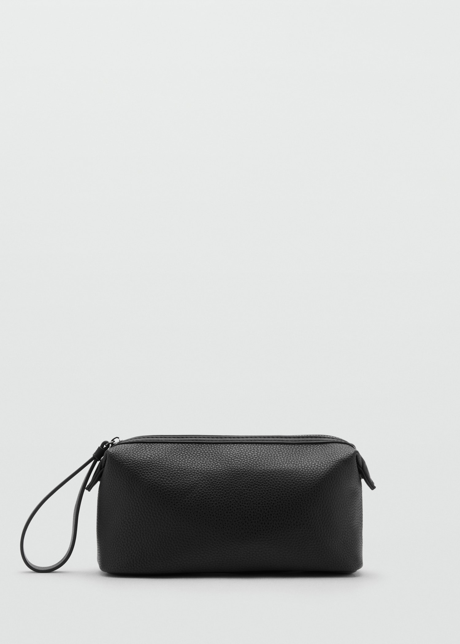 Contrast-strap pebbled cosmetic bag - Article without model