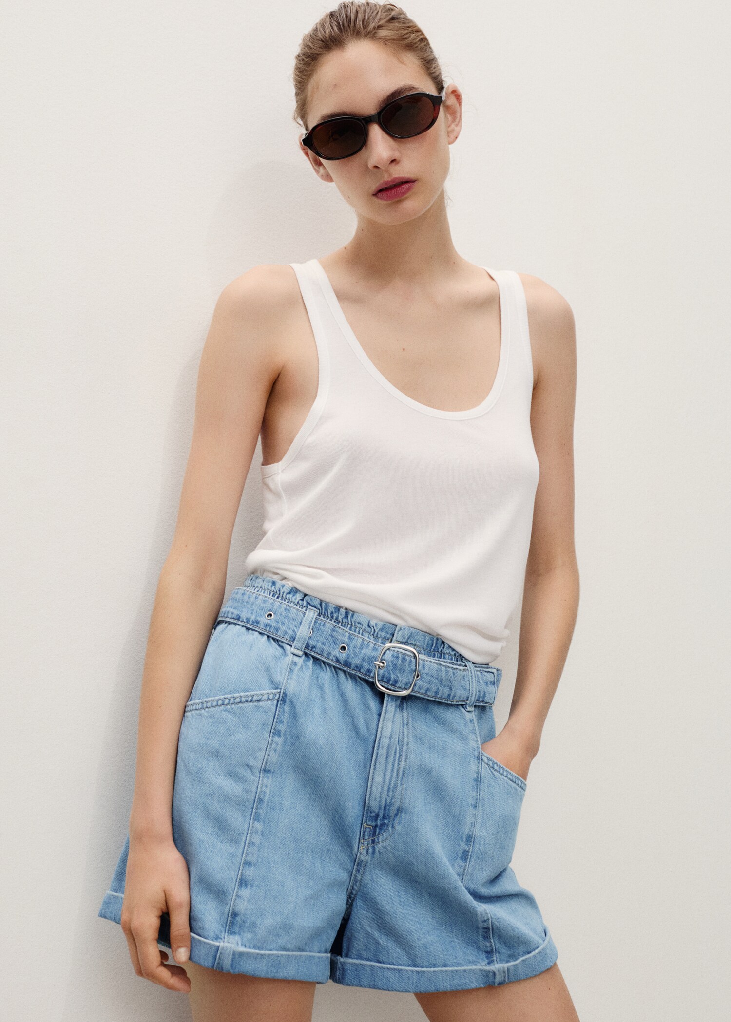 Short en jean paperbag avec ceinture - Détail de l'article 2