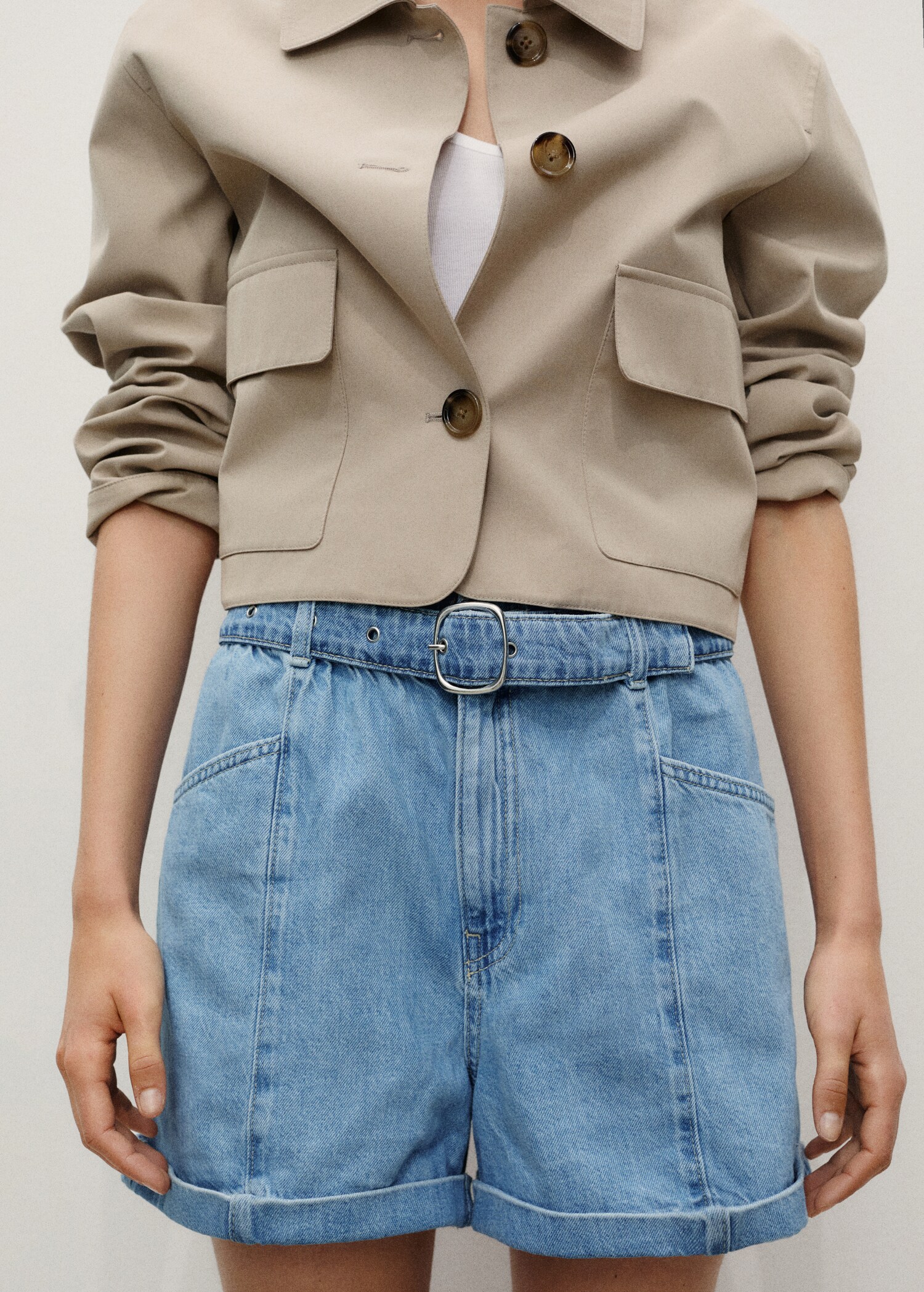 Short en jean paperbag avec ceinture - Détail de l'article 6