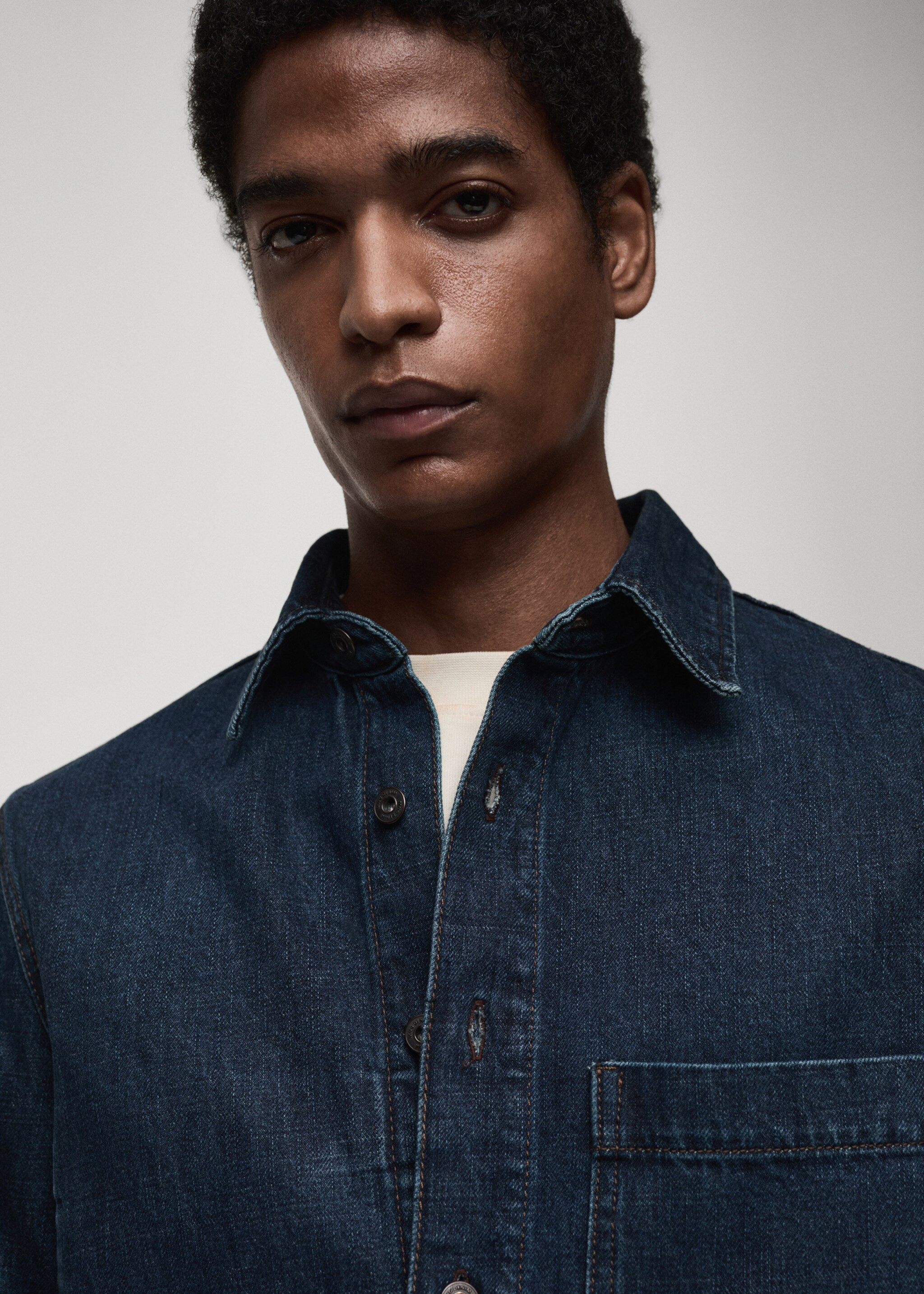Regular-fit denim overshirt - Details of the article 1
