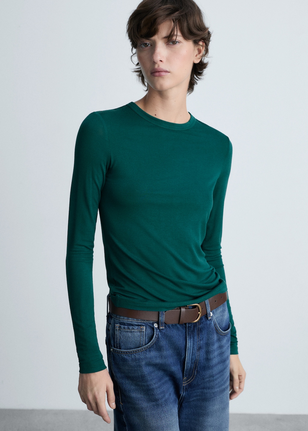 Round-neck long-sleeved t-shirt - Women | MANGO USA