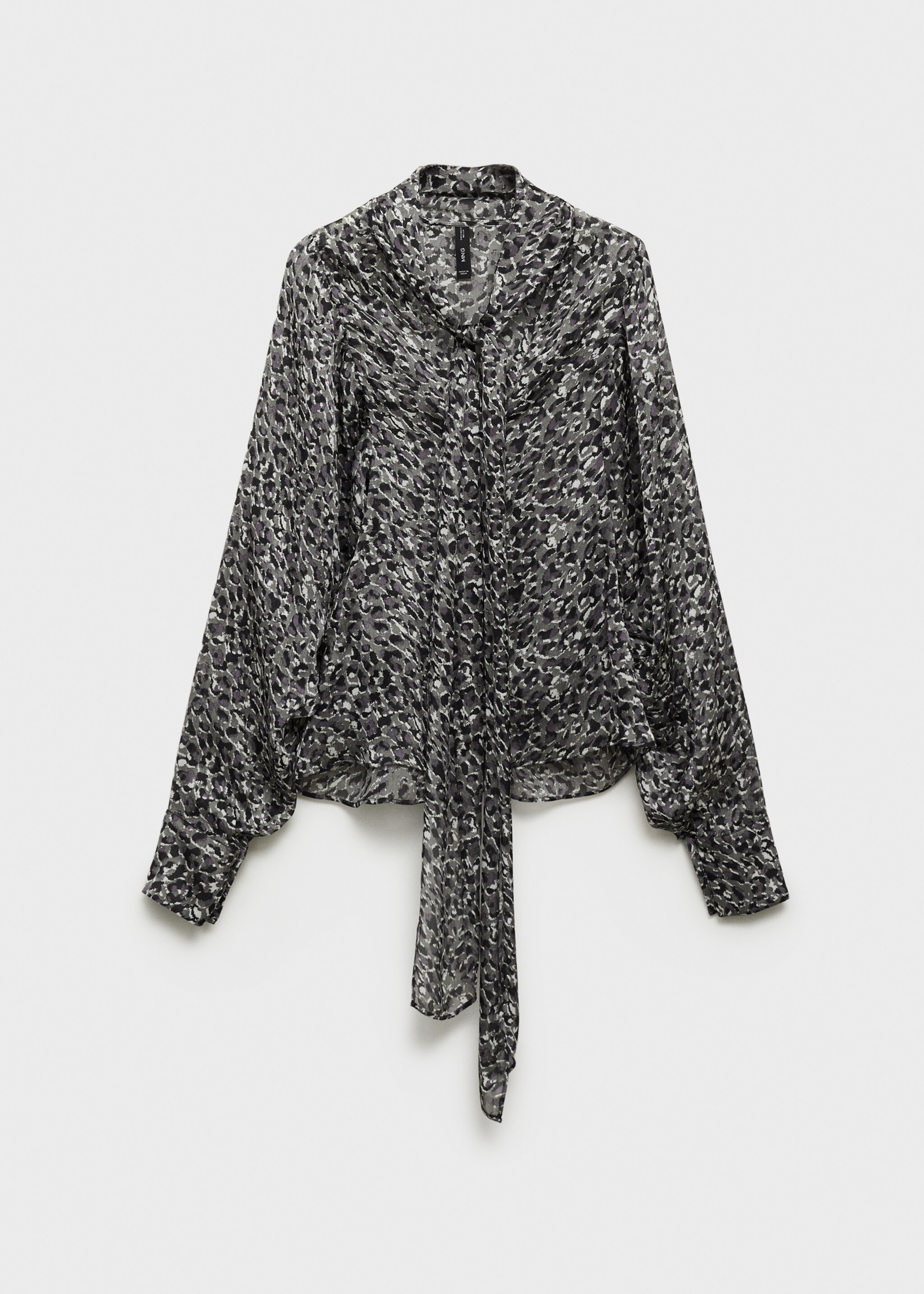 Leopard-print blouse with collar and bow - Article without model