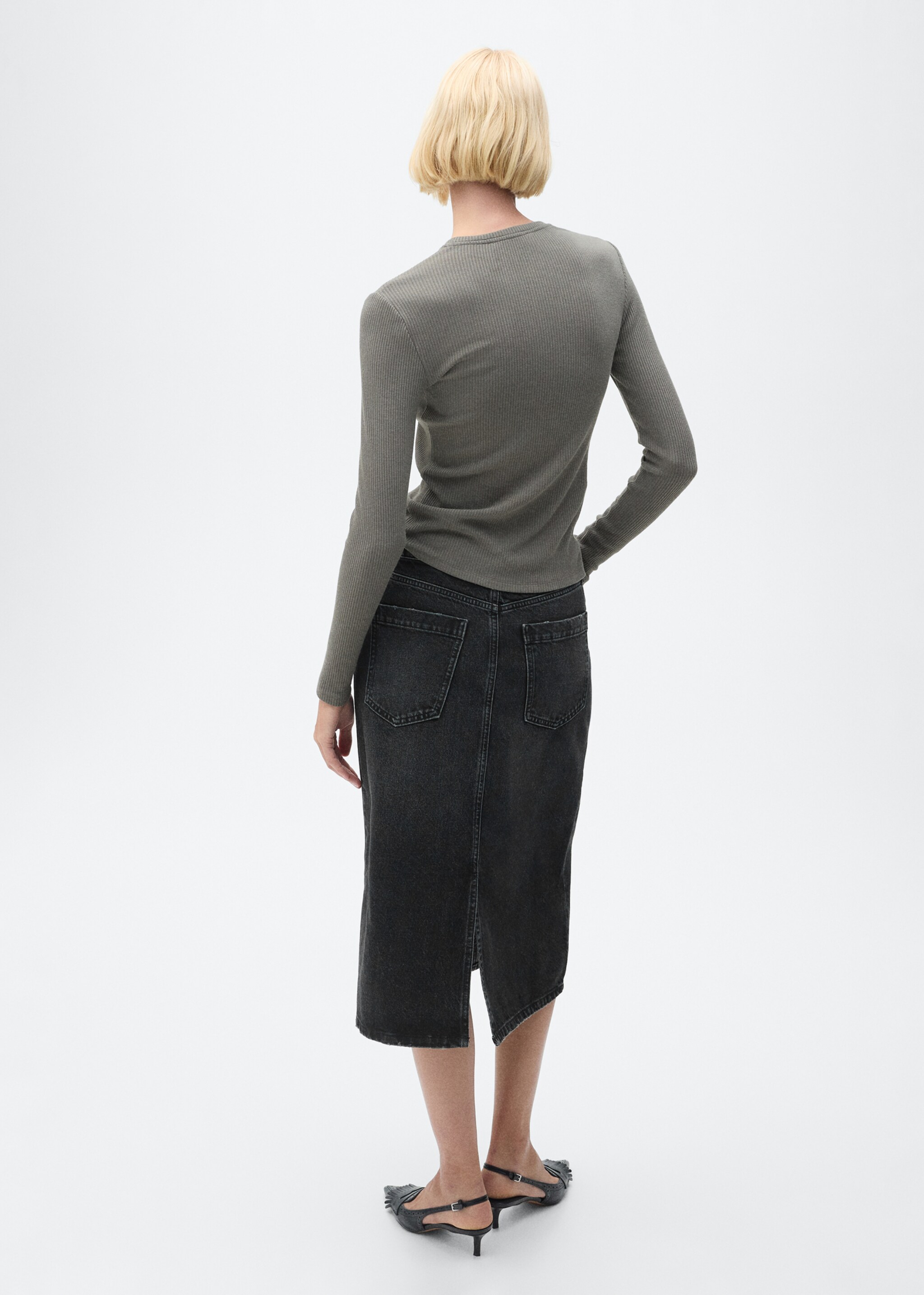 Denim midi-skirt - Reverse of the article