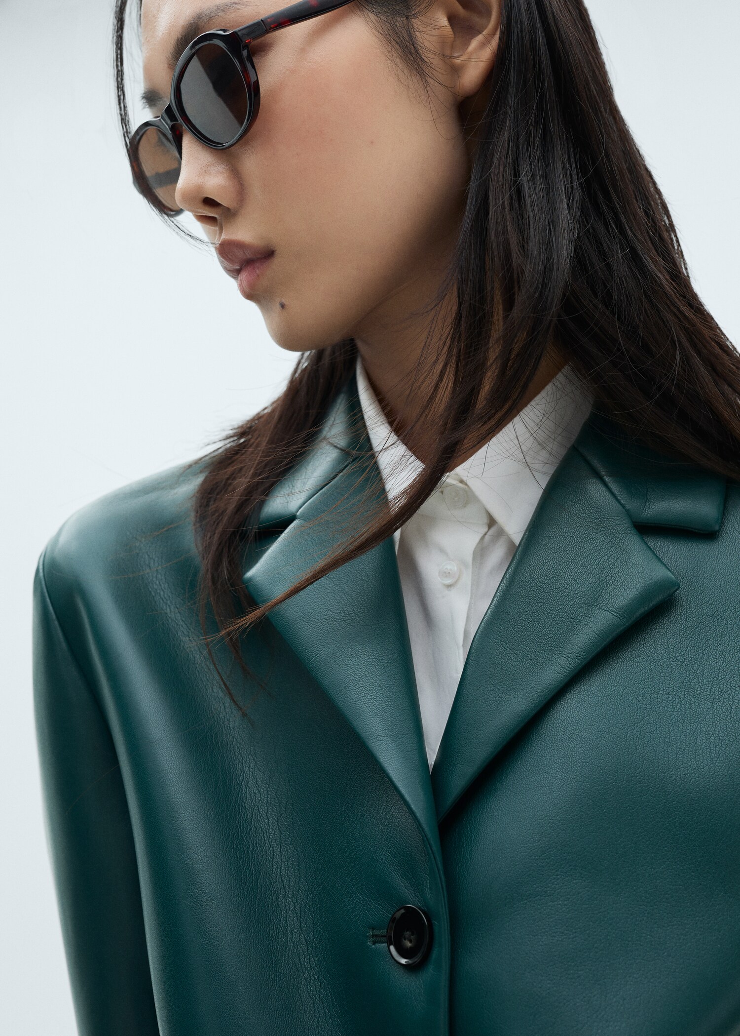 Blazer bolsillos solapa efecto piel - Detalle del artículo 1