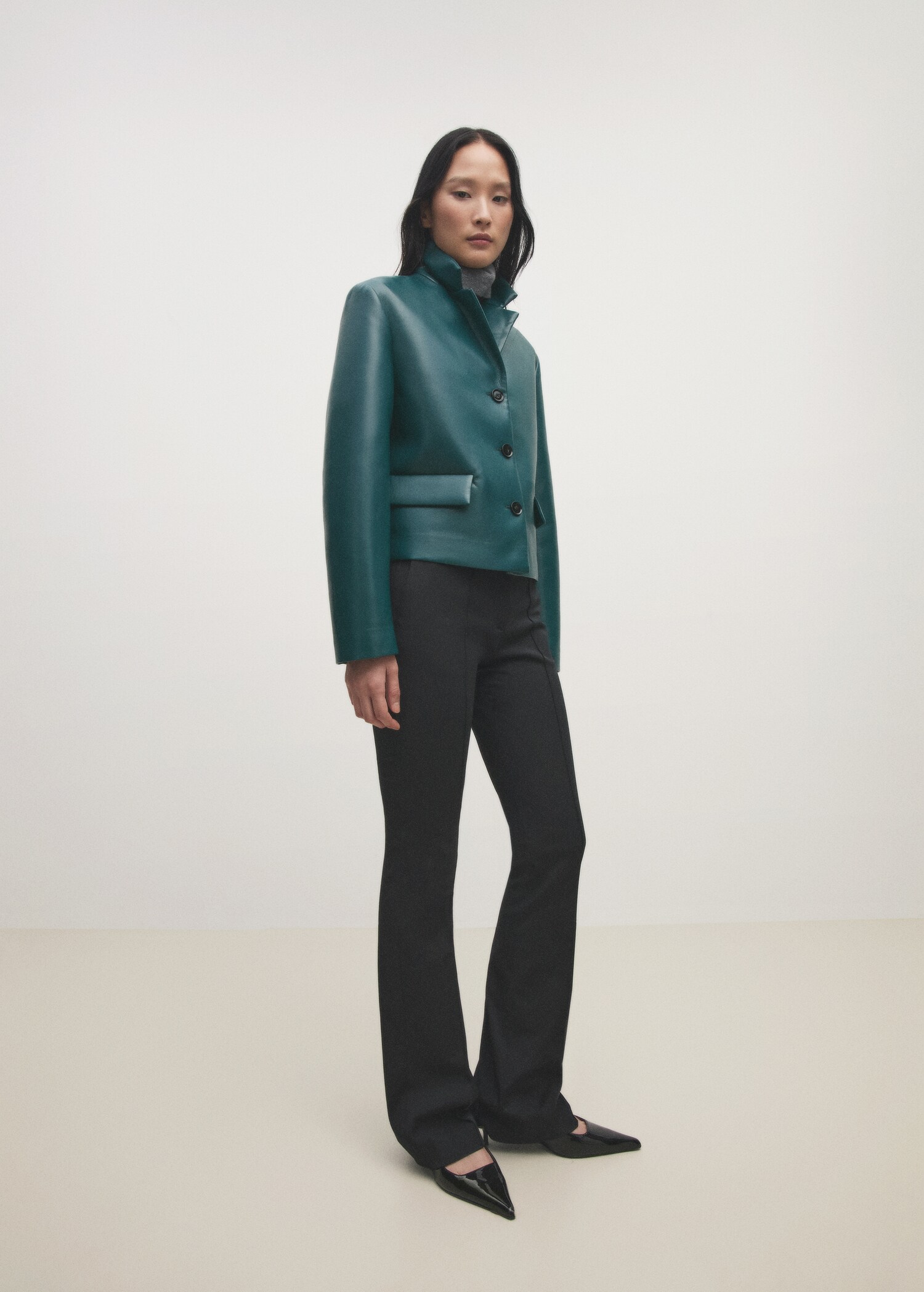 Blazer bolsillos solapa efecto piel - Detalle del artículo 6