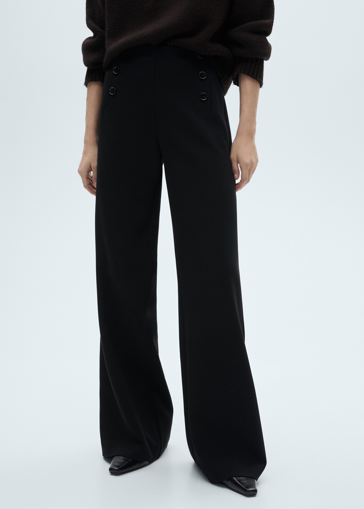Pantalon wideleg boutons - Plan moyen