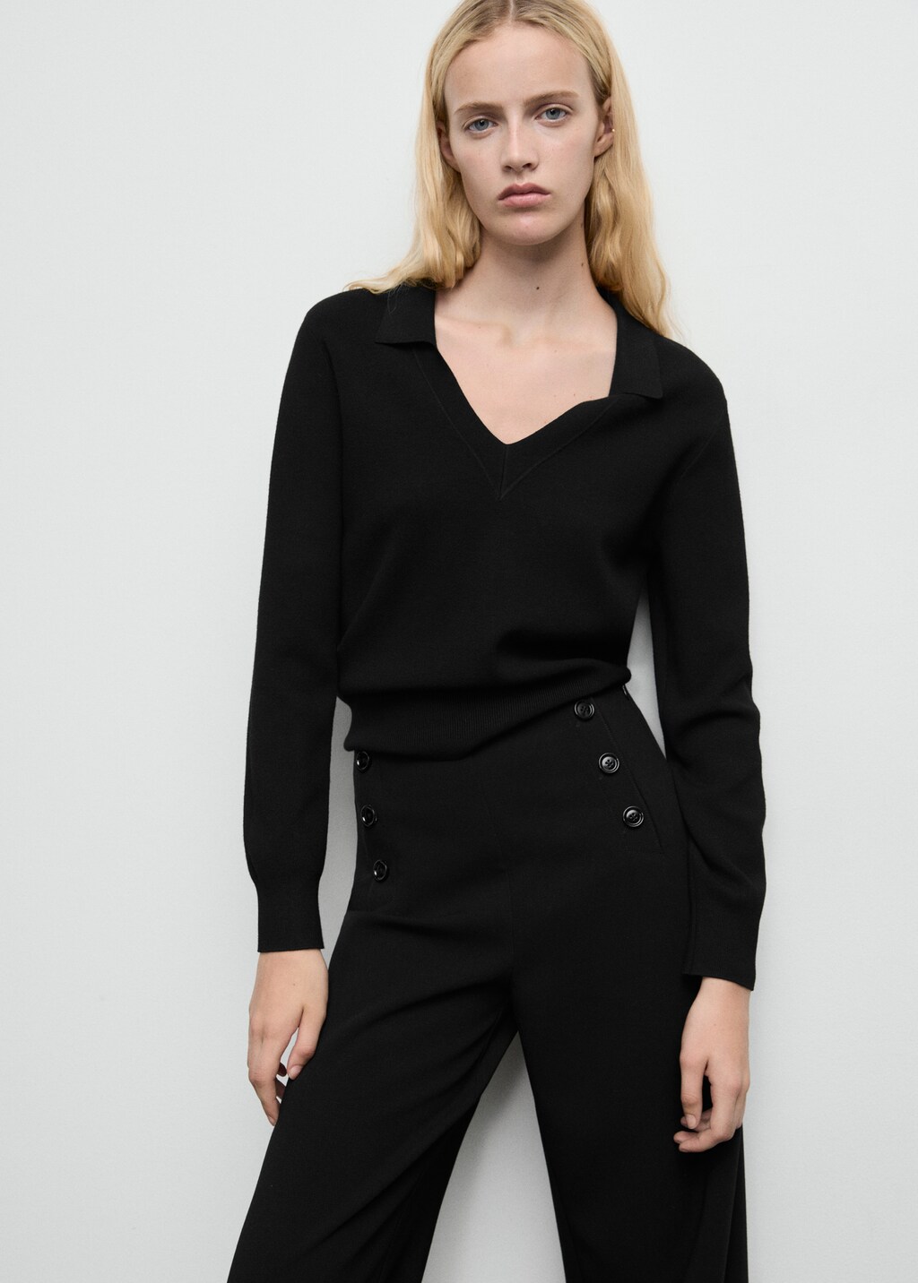 Wide leg pants with buttons