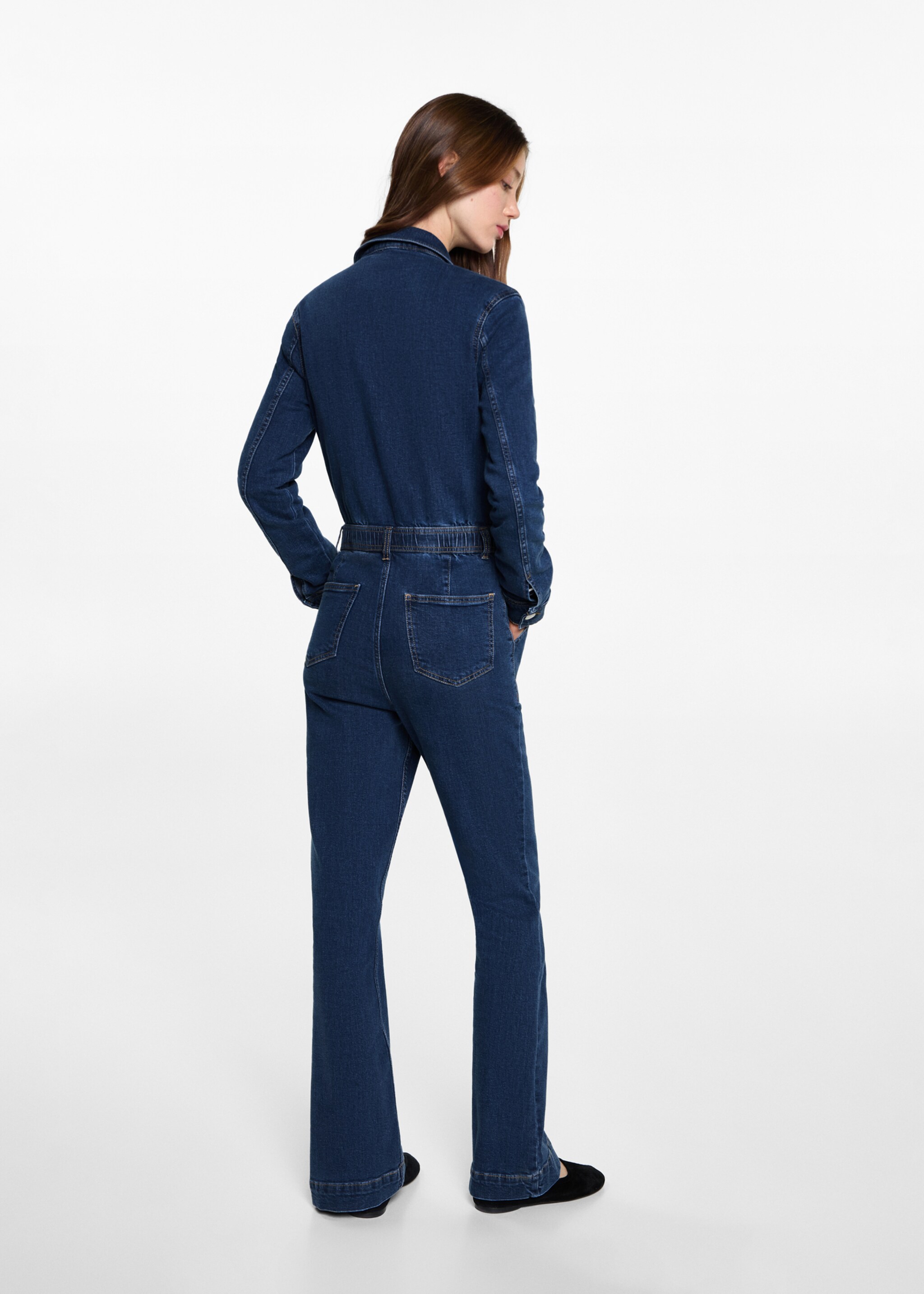 Flared denim jumpsuit - Reverse of the article