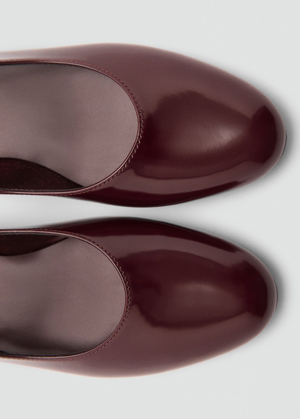 MANGO Patent leather effect ballet flats burgundy 38 Woman