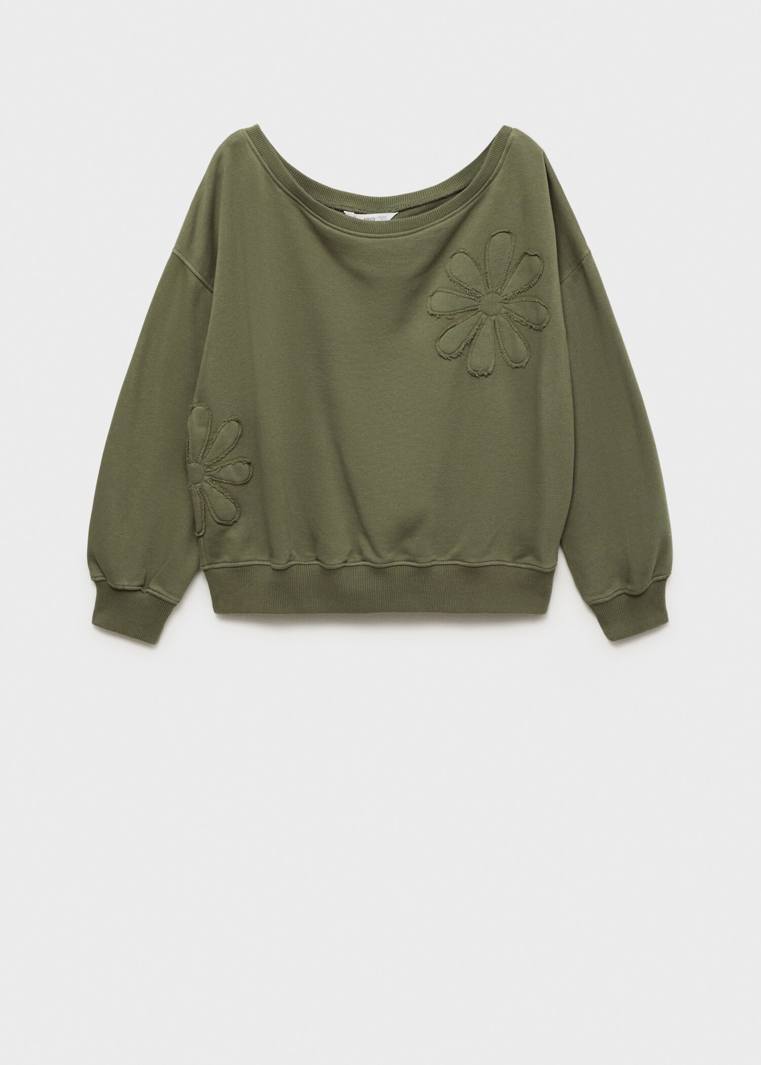 Sweatshirt med blombroderi - Artikel utan modell