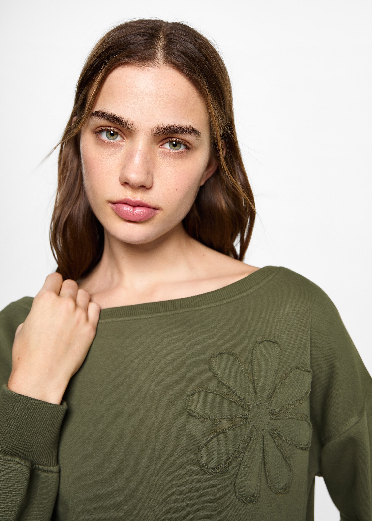 Sweatshirt med blombroderi - Detaljer om artikeln 1