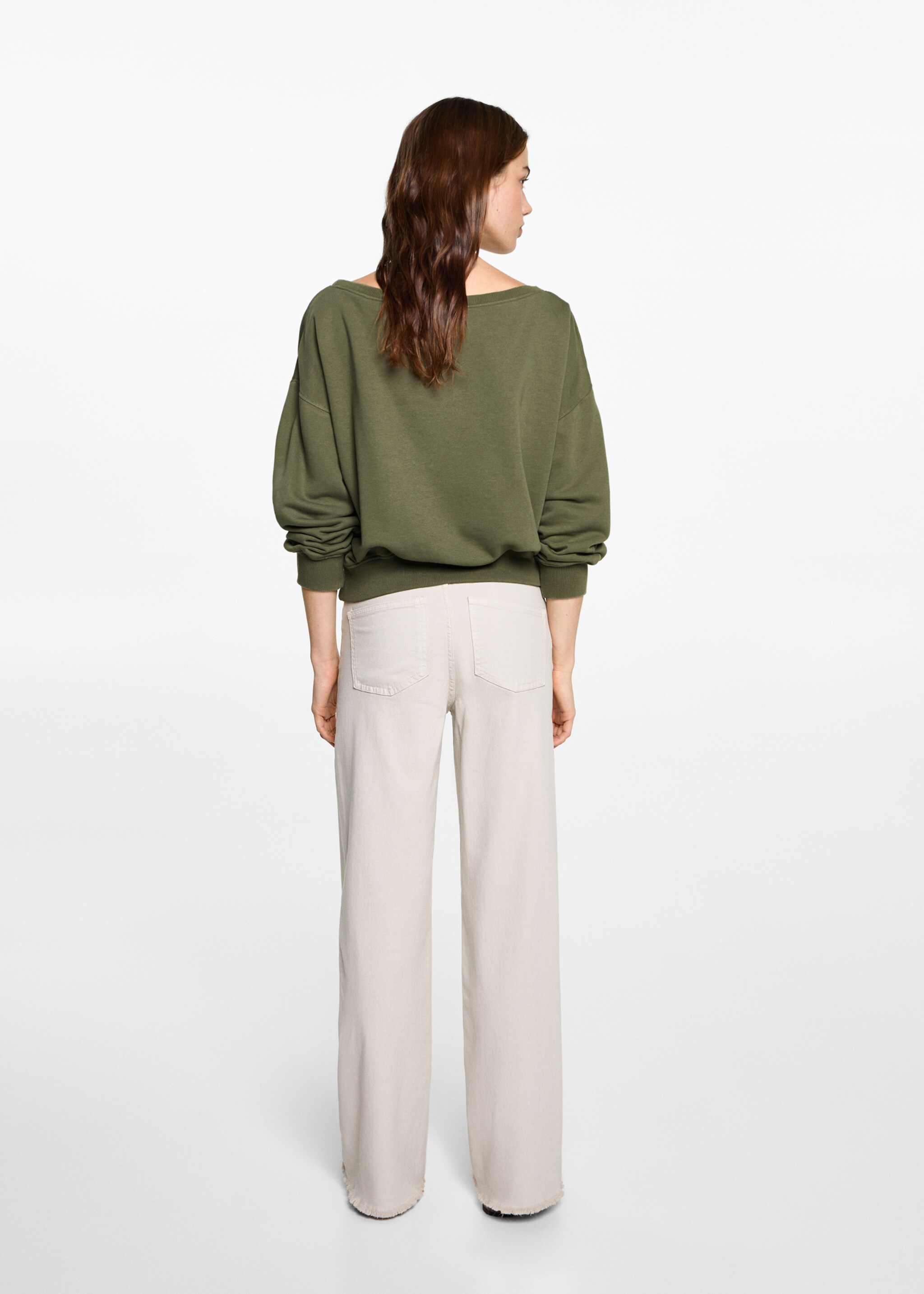 Sweatshirt med blombroderi - Artikelns baksida