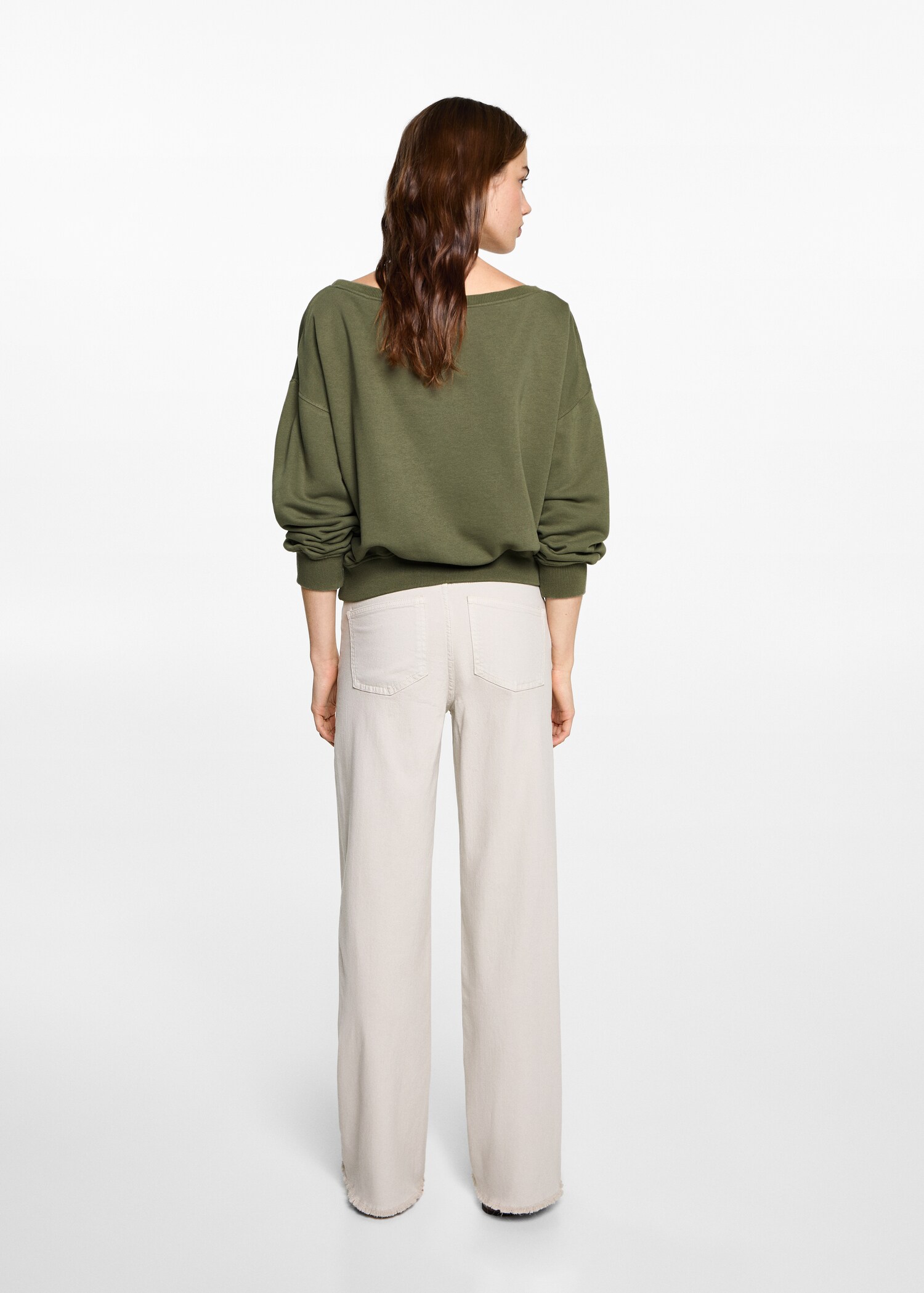 Sweatshirt med blombroderi - Artikelns baksida