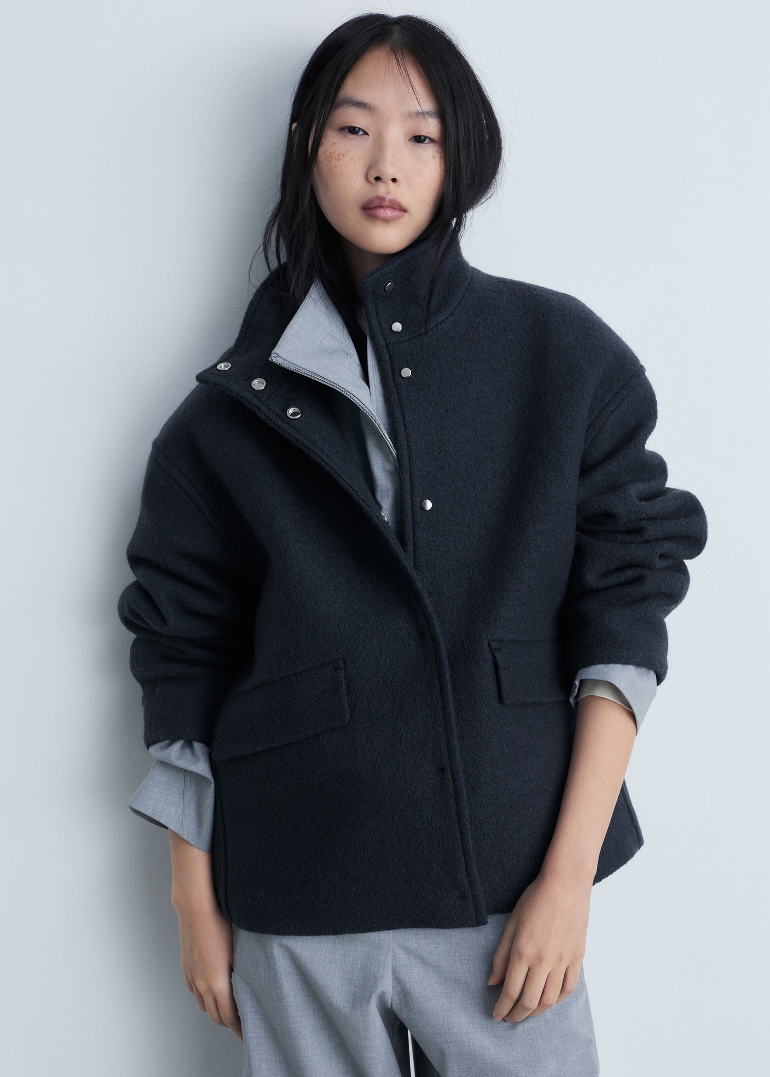 Manteau Laine Mango Femme Nouvelle Manteau Laine Col Montant Veste