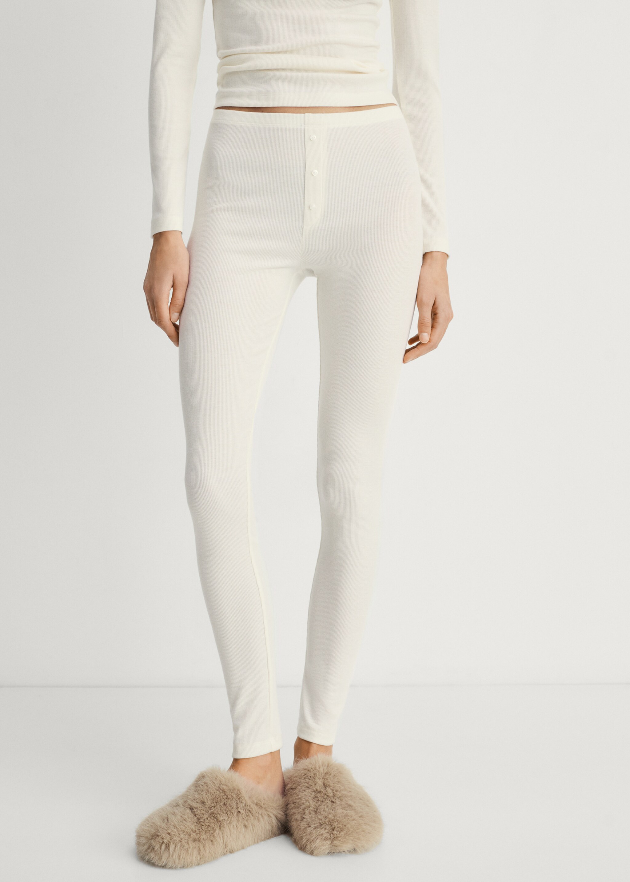Long rib-knit trousers - Medium plane