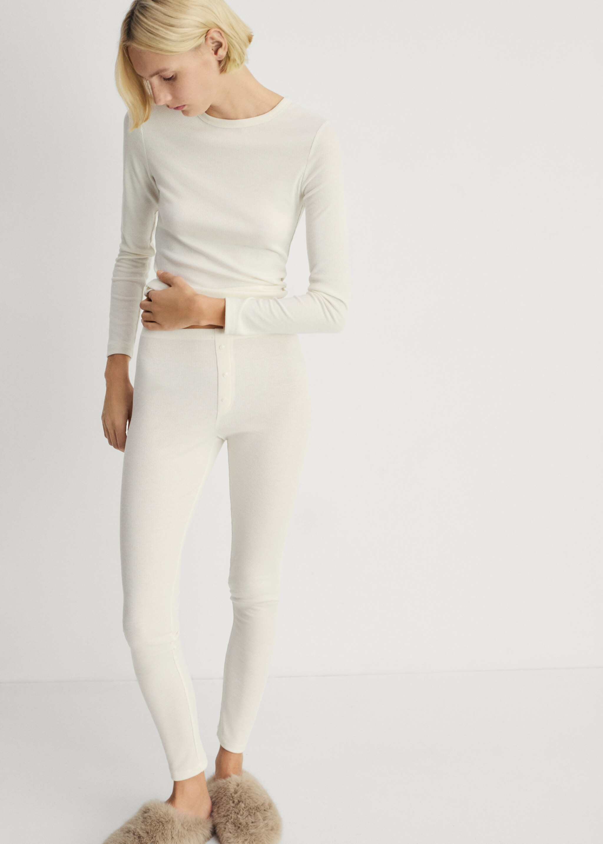 Long rib-knit trousers - Details of the article 2